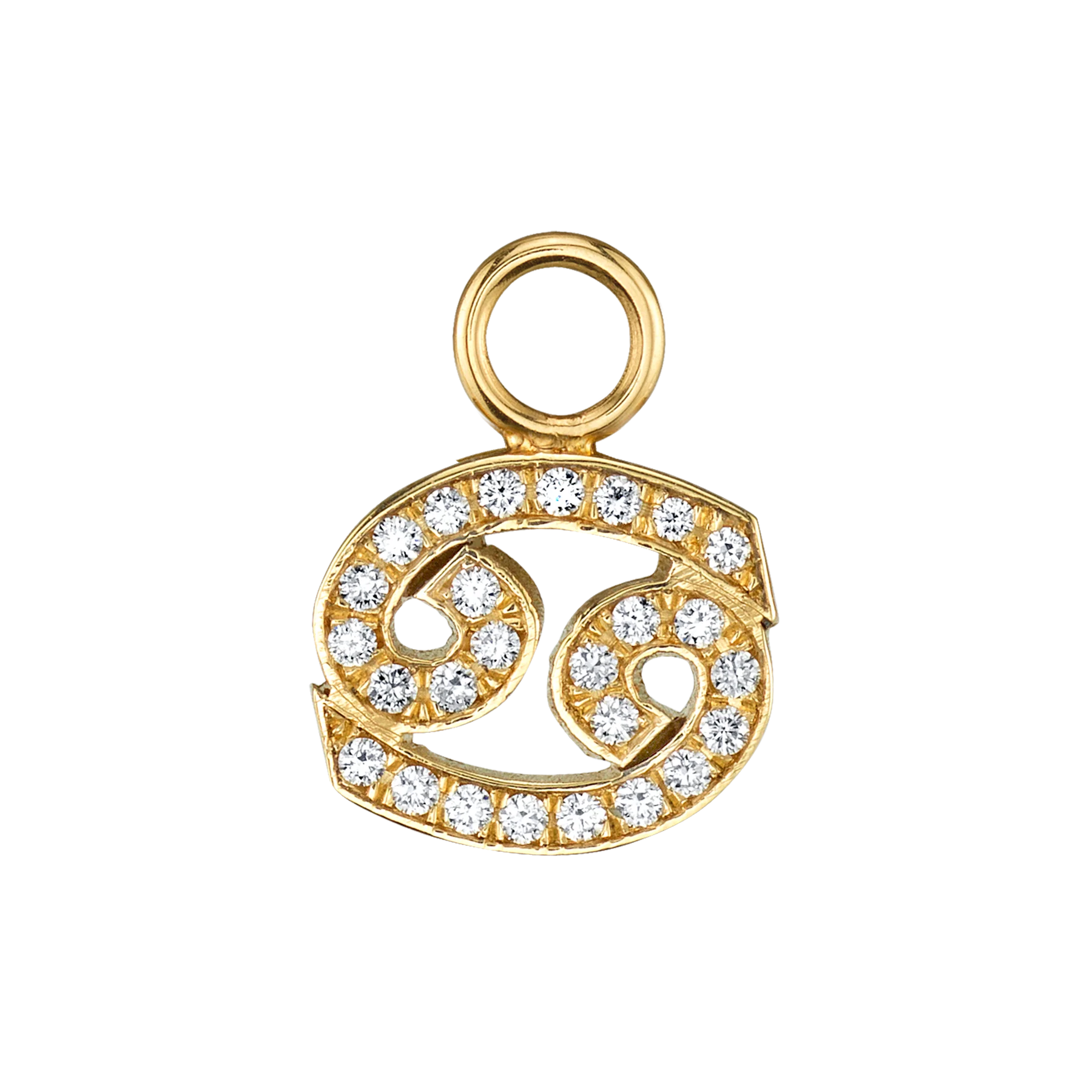 Zodiac Hoop Earring Charm - White Diamond / 14k Yellow Gold
