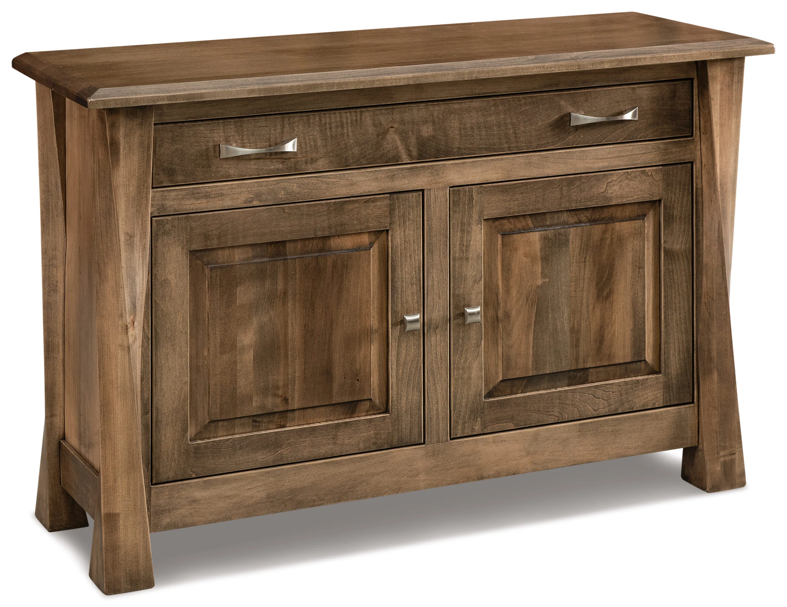 Amish Lexington Arc Enclosed Sofa Table with Drawer, Doors and Shelf