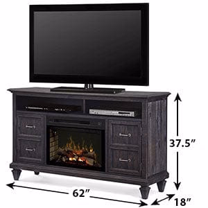 Solomon Electric Fireplace Media Console w/ Logs in Weathered Grey