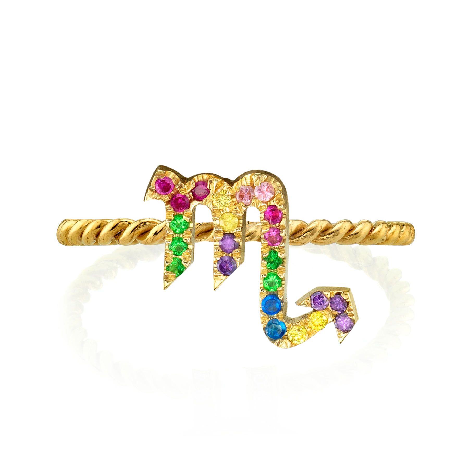 Zodiac Station Ring - Rainbow / 14k Yellow Gold