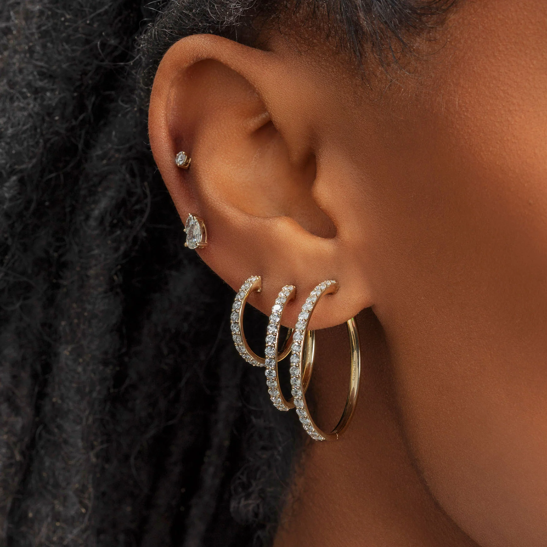 Double Extra Large Biggie Hoop - White Diamond / 14k Yellow Gold