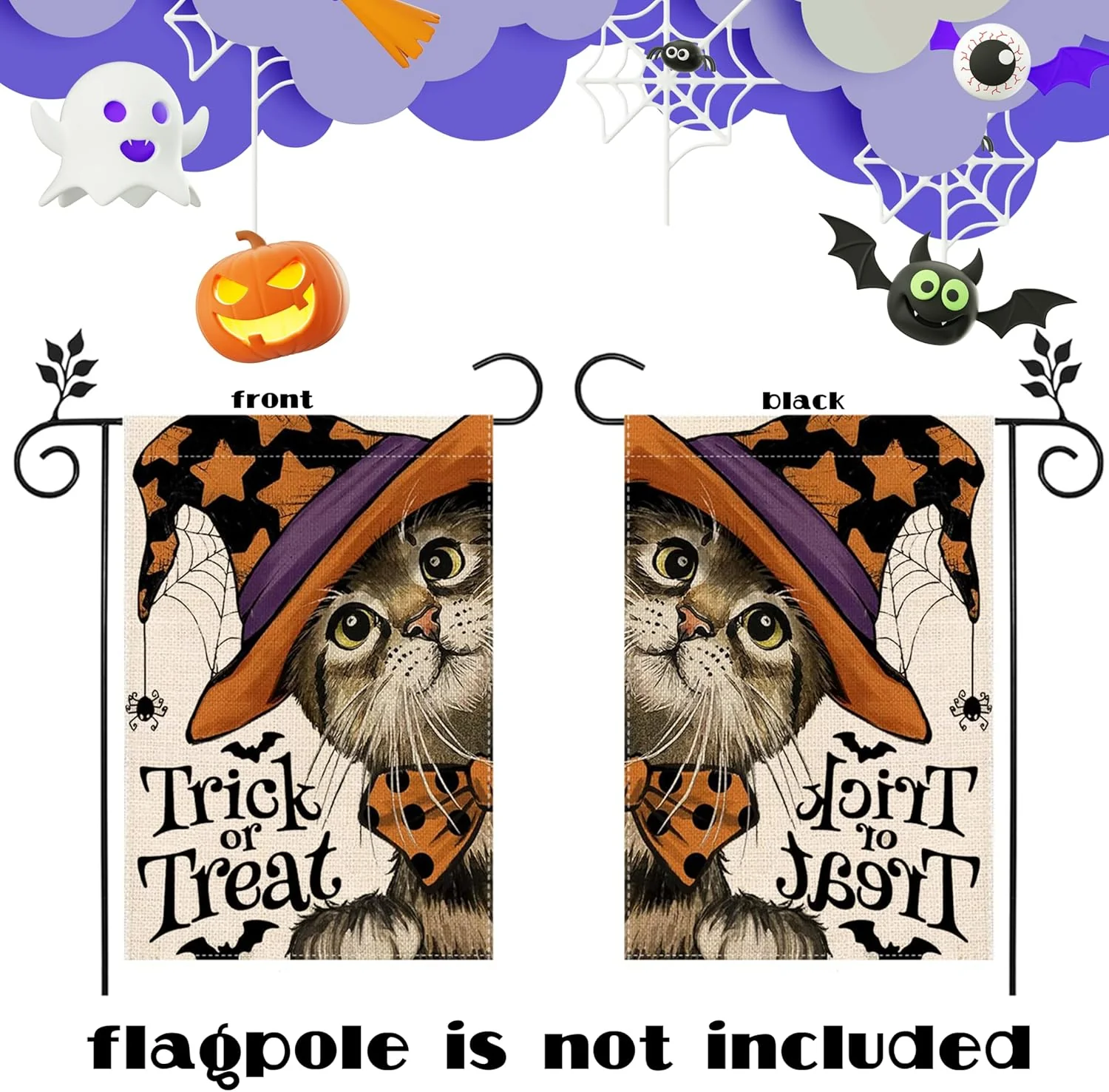 Halloween Garden Flag 12x18 Inch, Vertical Double Sided, 6Pcs