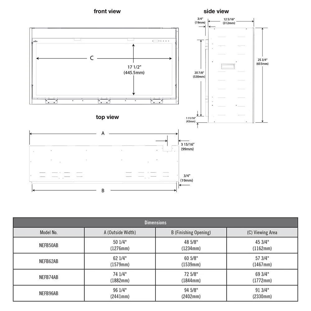 Napoleon 74-in Astound Linear Electric Fireplace NEFB74AB