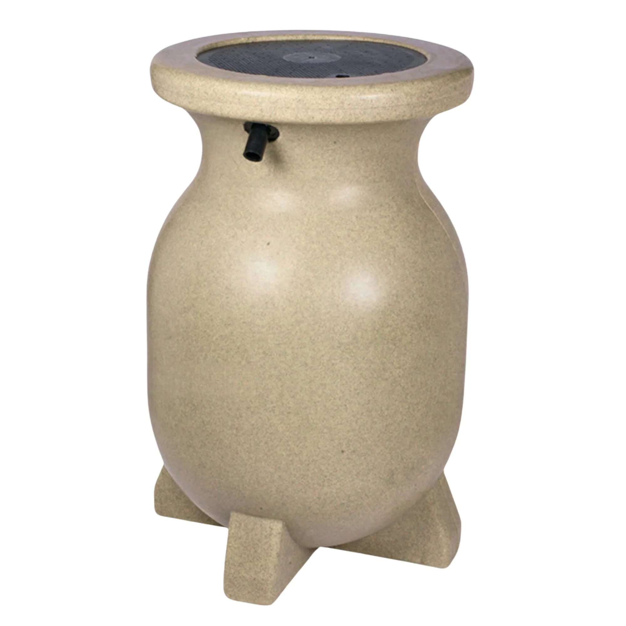 Koolscapes 55 Gallon Rain Barrel | Sandstone-Look Rainwater Collection Urn | Outdoor Water Catcher & Storage | Sustainable Watering For Lawn Plants & Gardens | Brass Spigot | Recycled Plastic | Beige