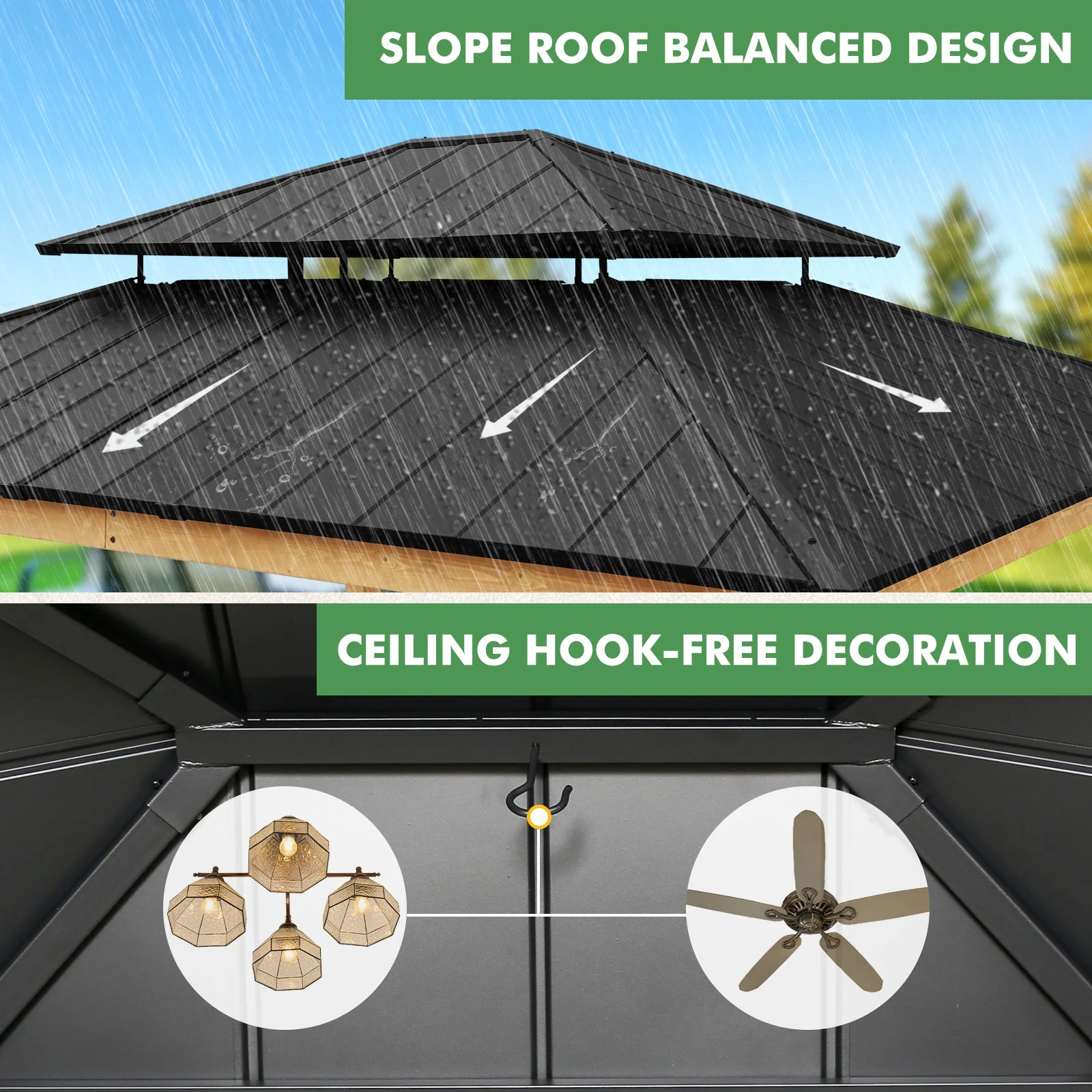 13x15 Cedar Wood Gazebo with Netting and Curtains