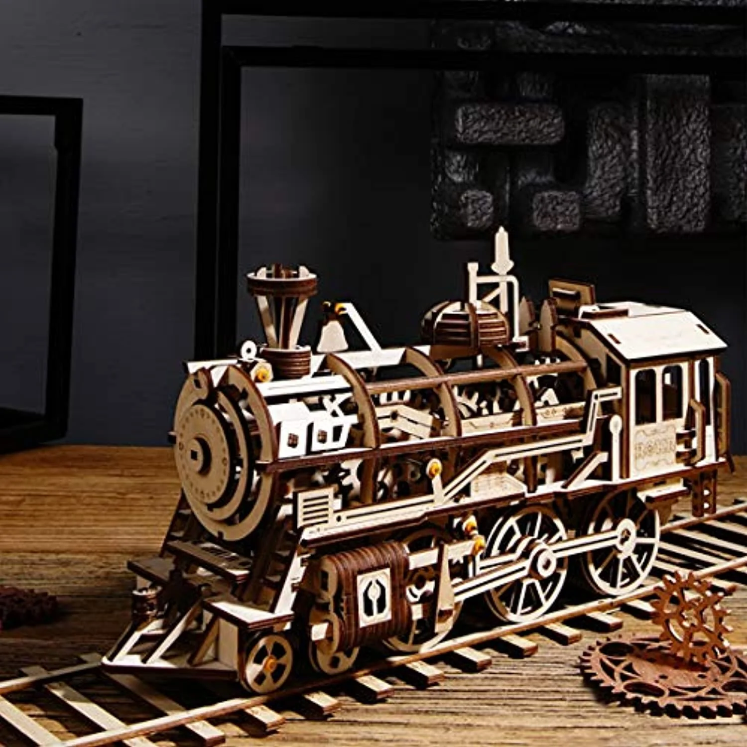 3D Wooden Puzzle-Self Propelled Mechanical Model Train