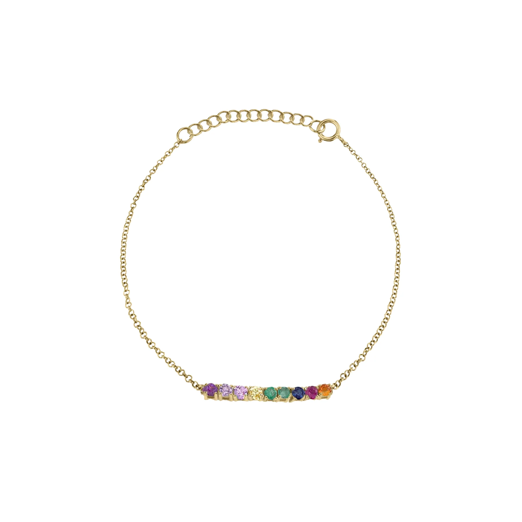 Mini Tennis Bracelet - Rainbow / 14k Yellow Gold