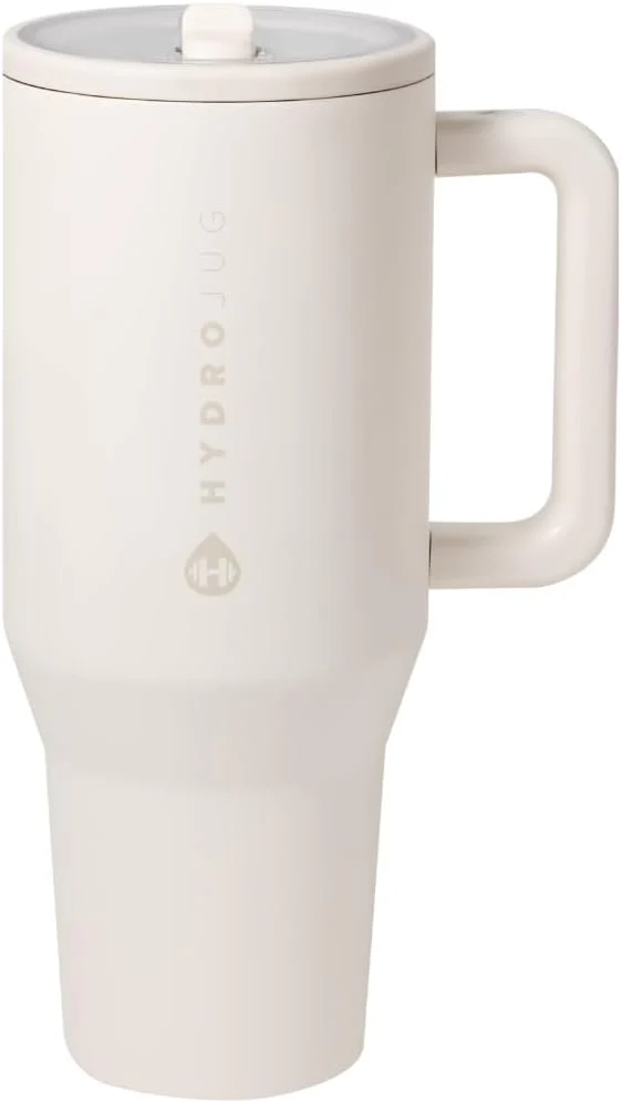 40 oz Water Bottle with Handle & Flip Straw - Fits in Cup Holder, Leak Resistant Tumbler-Reusable Insulated Stainless Steel & Rubber Base