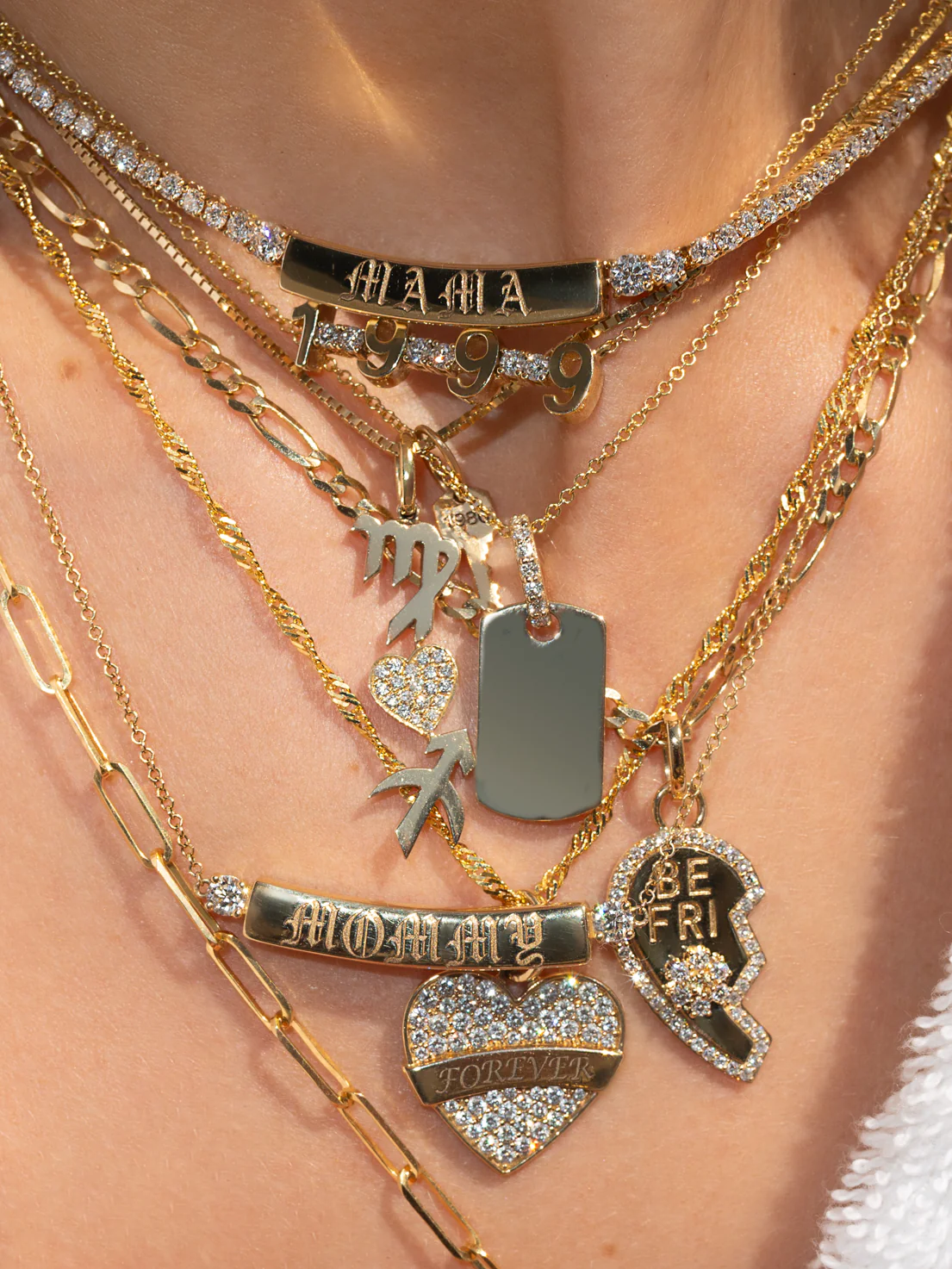 Ultimate ID Tennis Necklace - White Diamond / 14k Yellow Gold