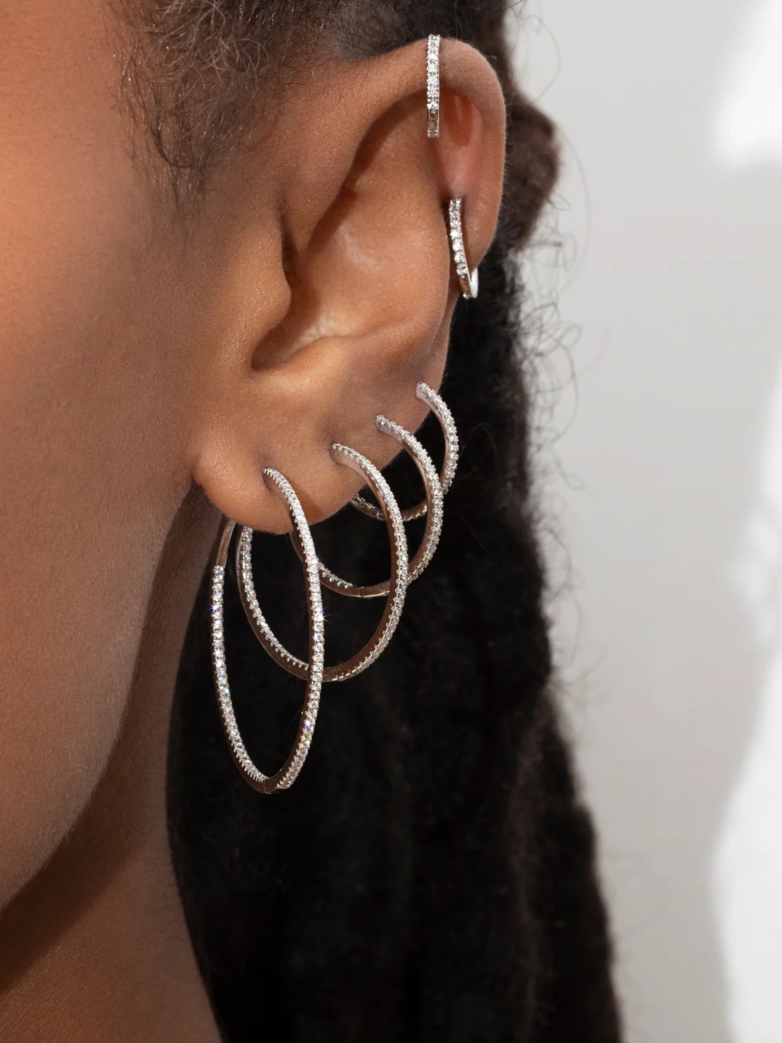 Extra Large Inside Out Hoop - White Diamond / 14k White Gold