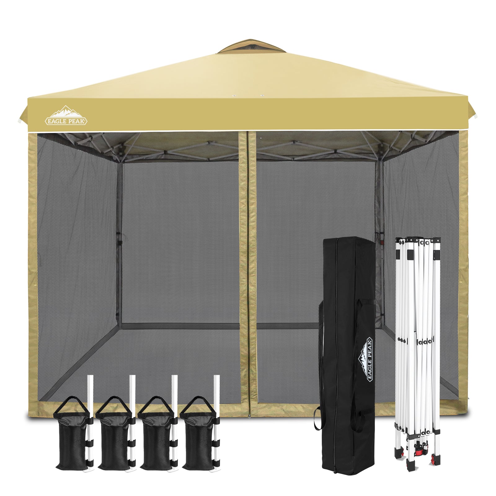10x10 Outdoor Easy Pop up Canopy with Netting Mesh Side Walls