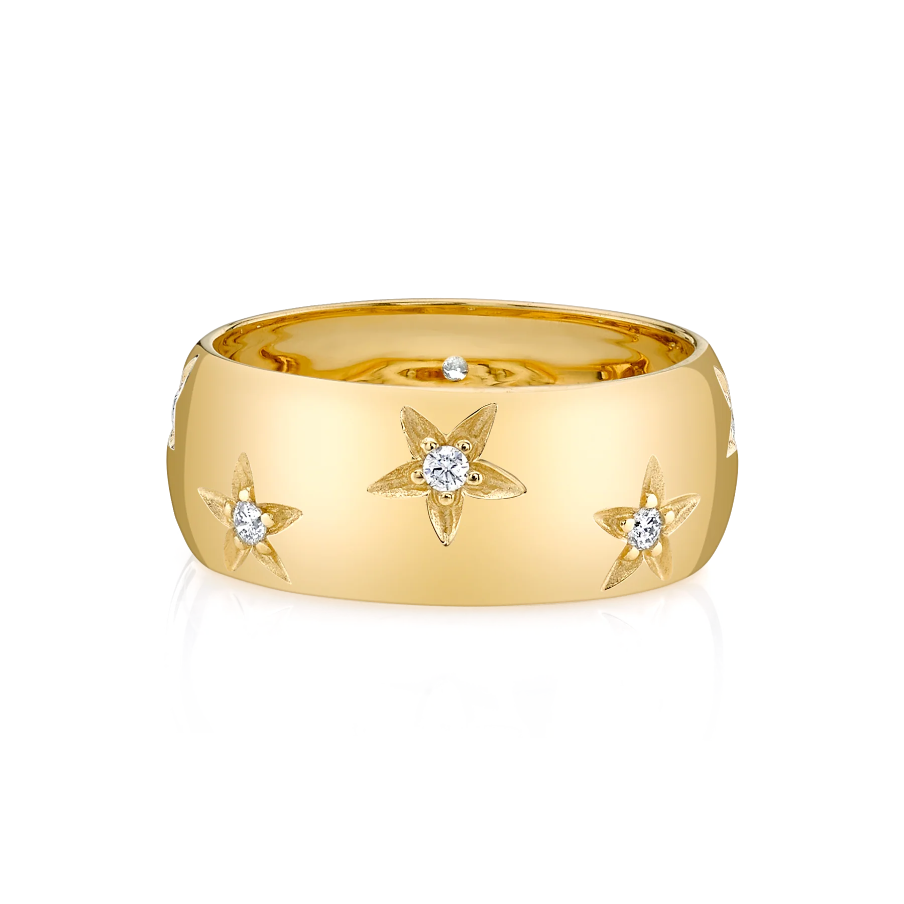 Star Band - White Diamond / 14k Yellow Gold