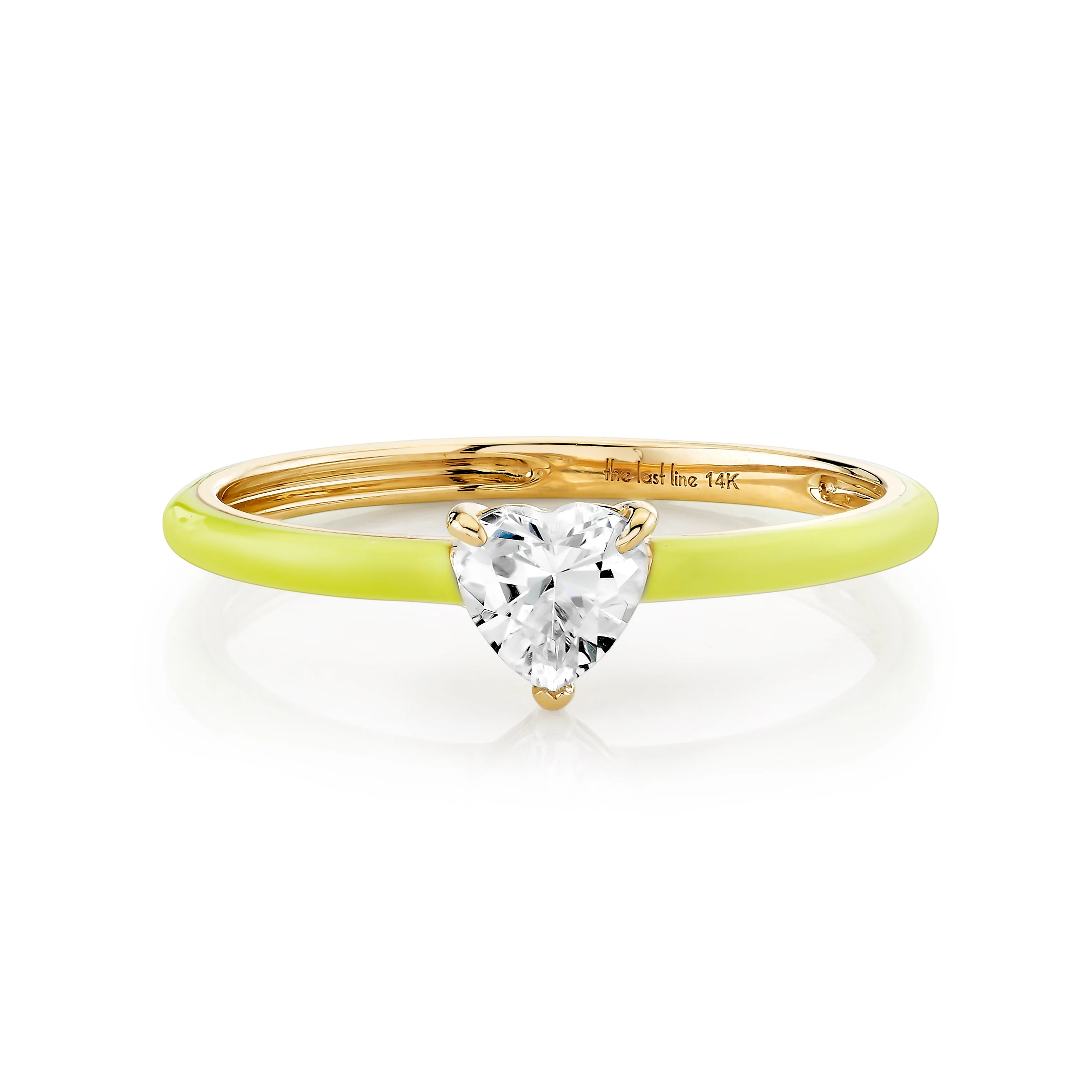 Heart Enamel Ring - Neon Yellow / 14k Yellow Gold