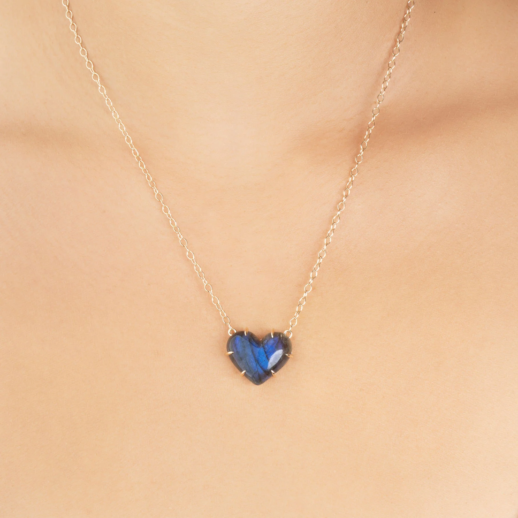 Juicy Heart Necklace - Labradorite / 14k Yellow Gold