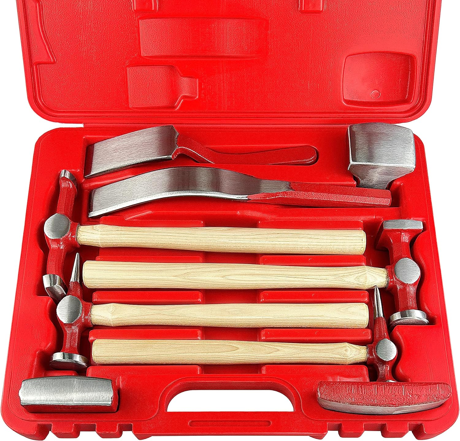 9-Piece Heavy-Duty Auto Body Repair Hammer & Dolly Set with Carrying Case