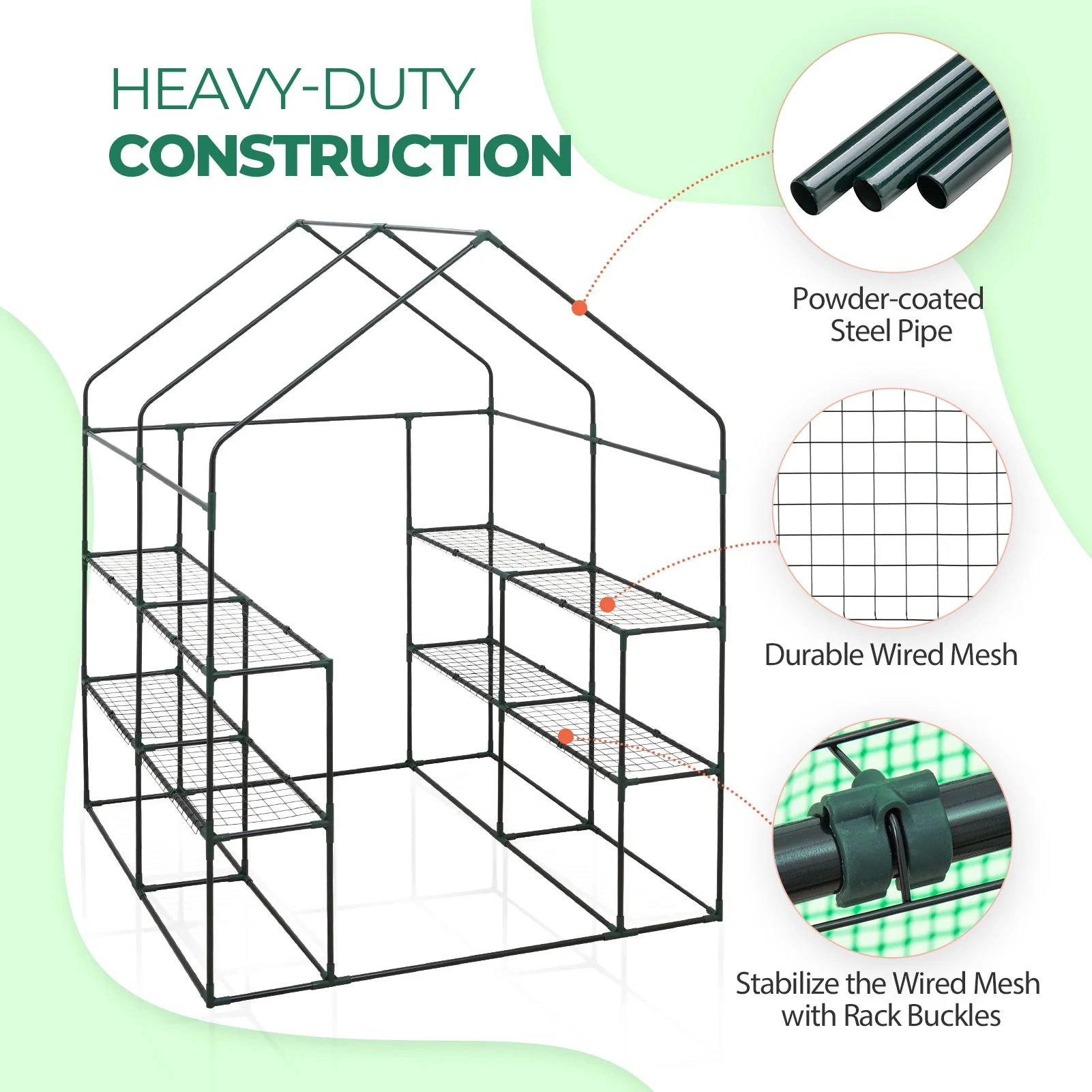 57'' x 57'' x 77'' Mini Walk-in Greenhouse