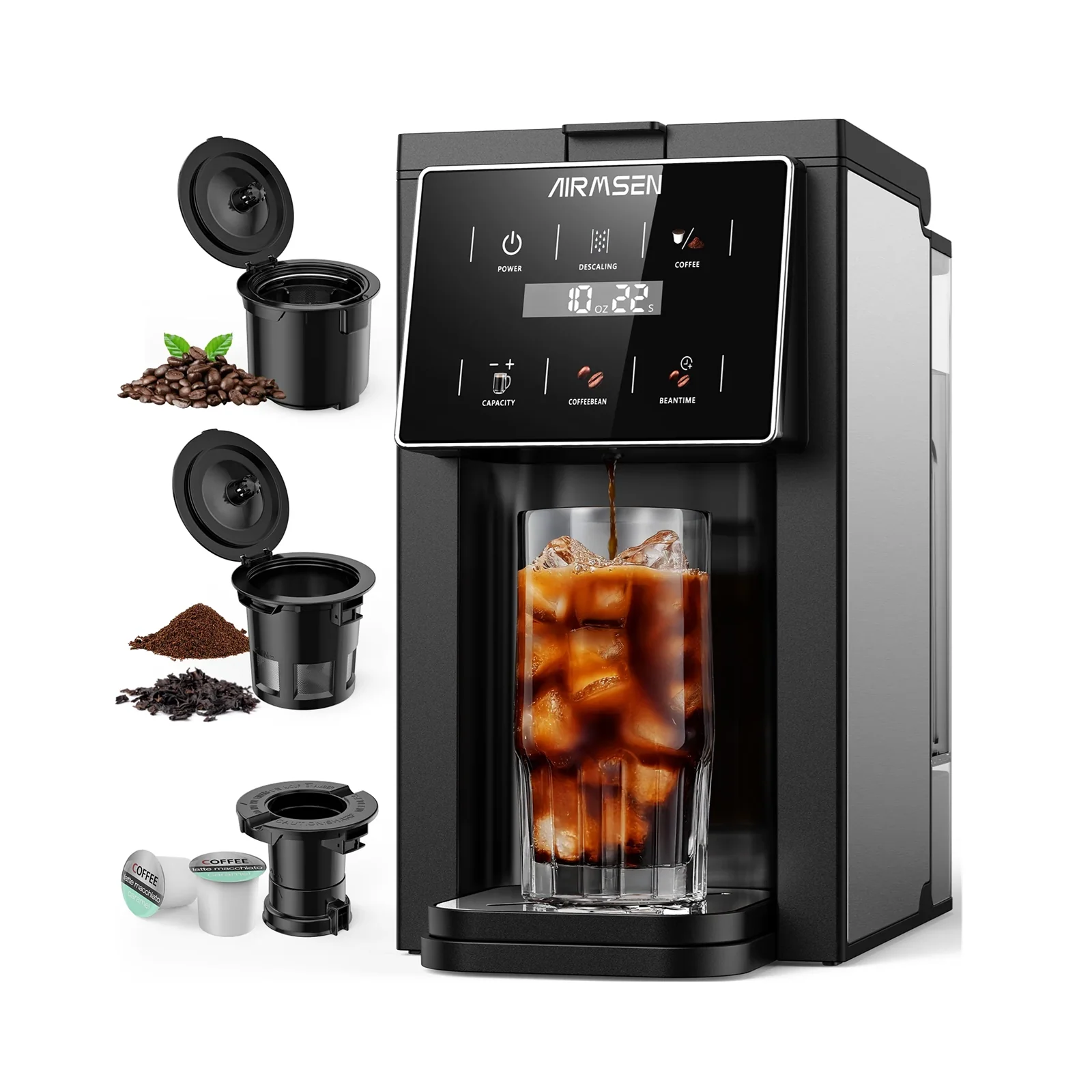 AIRMSEN Grind & Brew Coffee Maker with Grinder