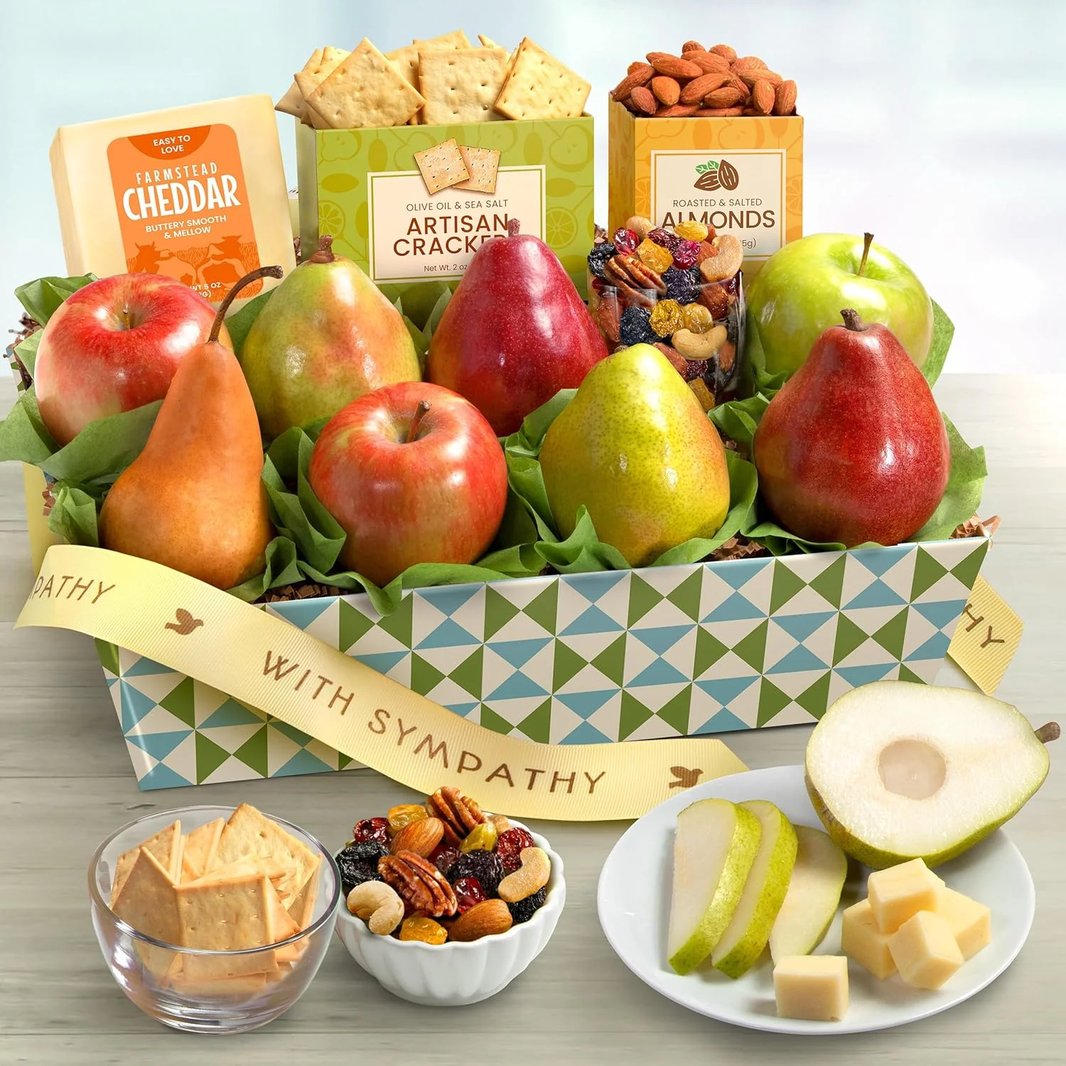 Happy Holidays Fresh Fruit Basket with Cheese and Nuts