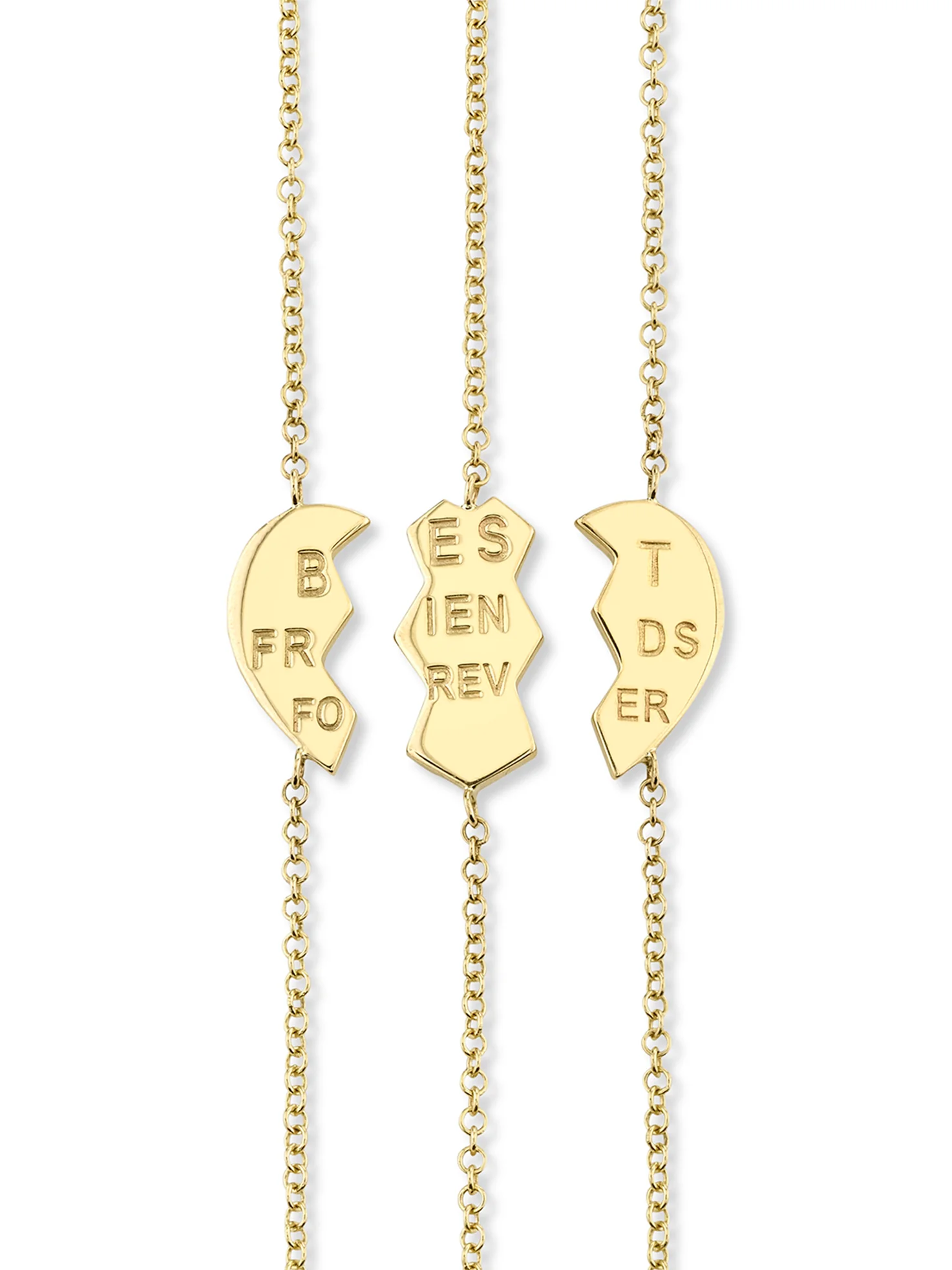 Best Friends Forever Heart Bracelet Set - 14k Yellow Gold