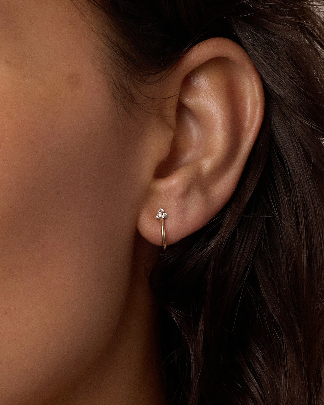 White Sapphire Bali Stud Huggies