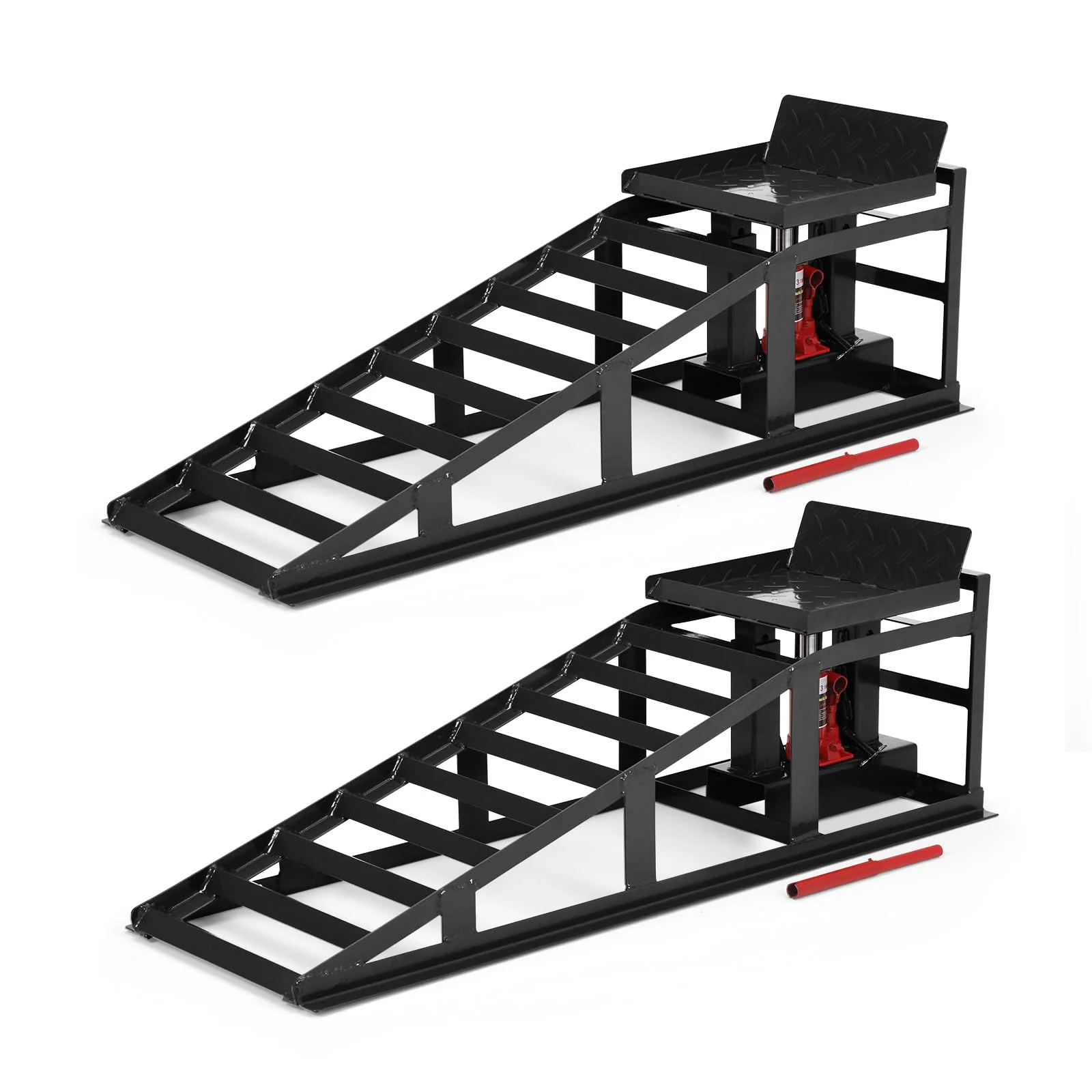 Garvee 2 Pack Car Ramps - 5T (12000 lbs) Hydraulic High Lift Service Ramps, Low-Profile Heavy-Duty Automotive Lifts for Oil Changes, Fully Welded Structure for Home Garage, Black