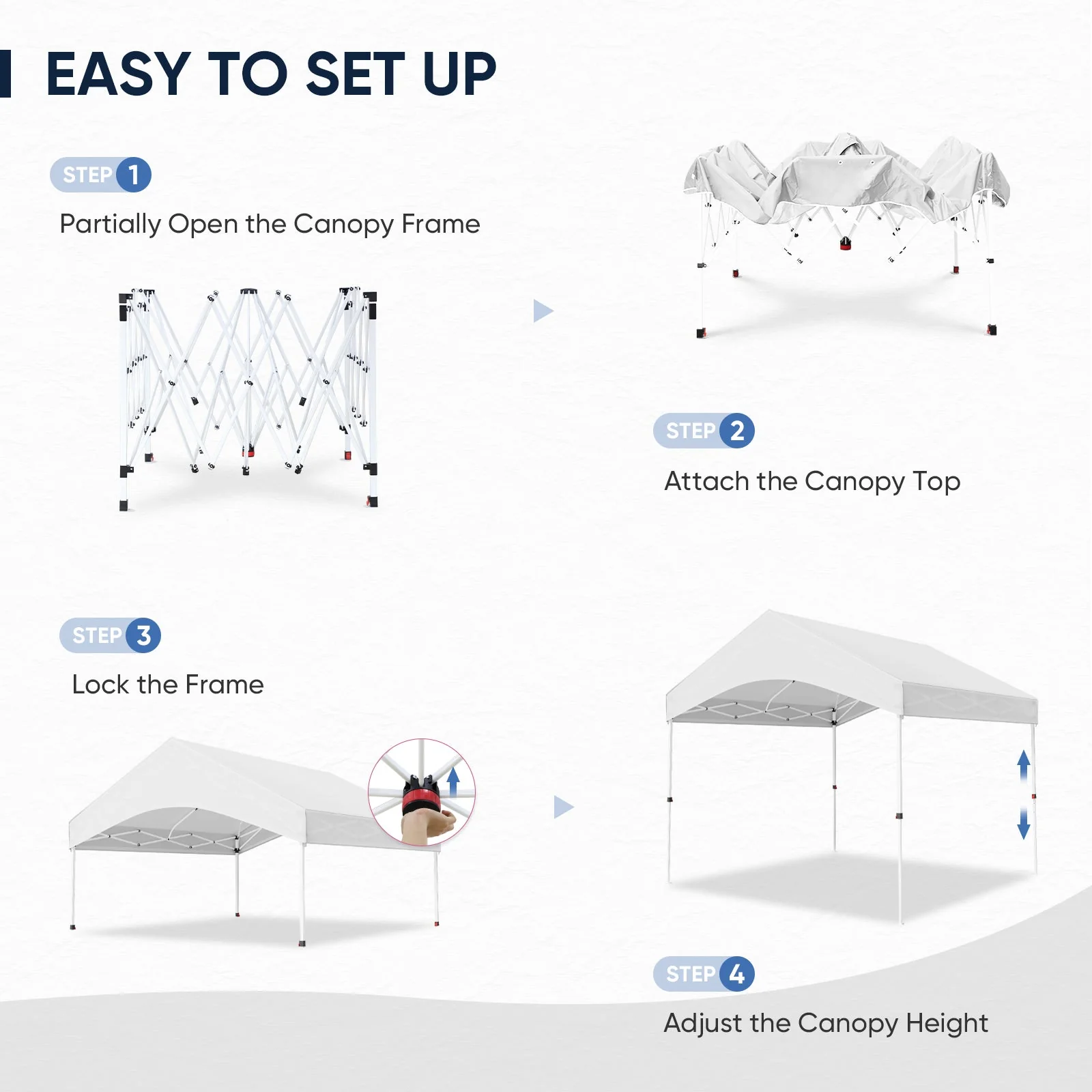 10x10 Commercial Canopy with Gable Roof, White