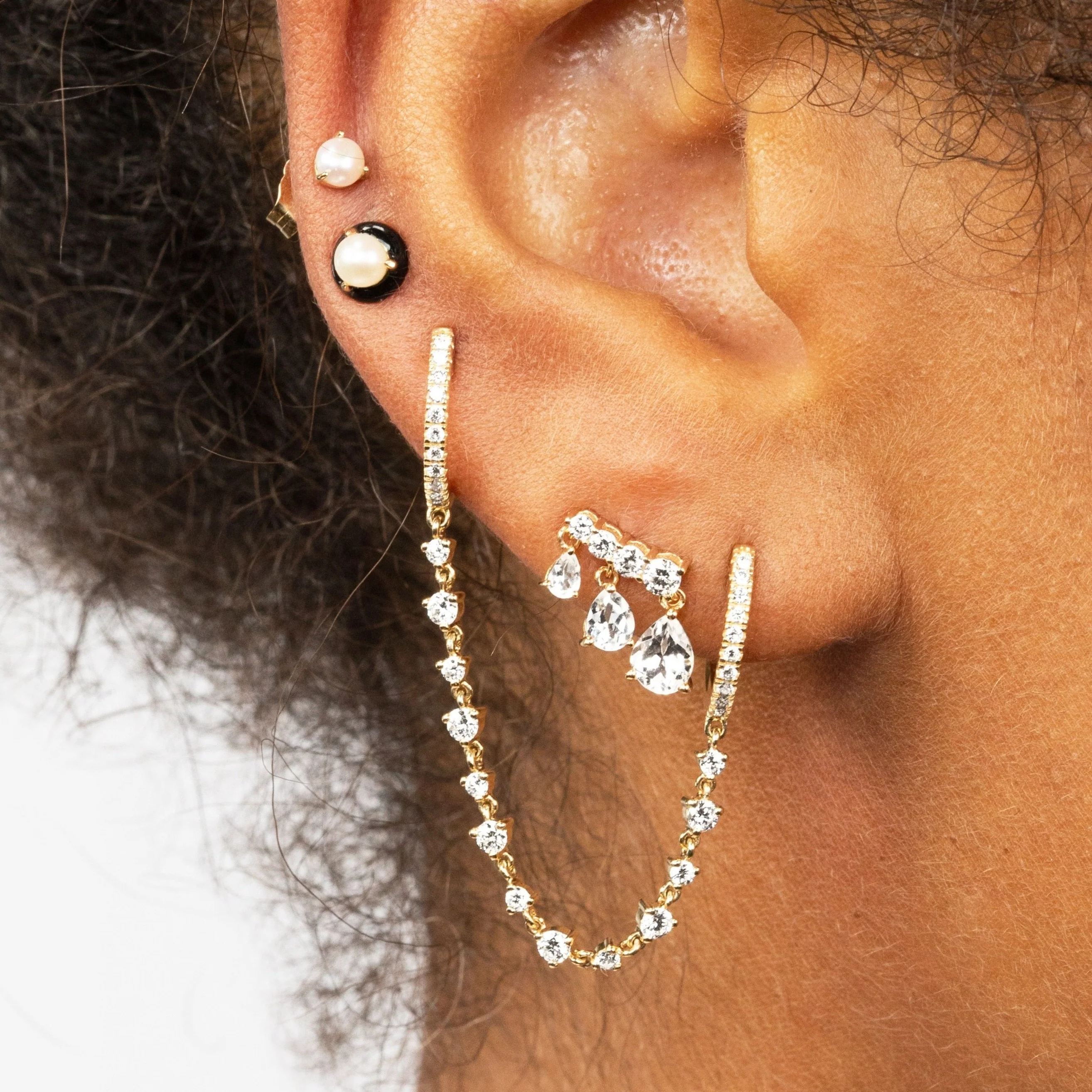 Enamel Stud - Pearl / 14k Yellow Gold