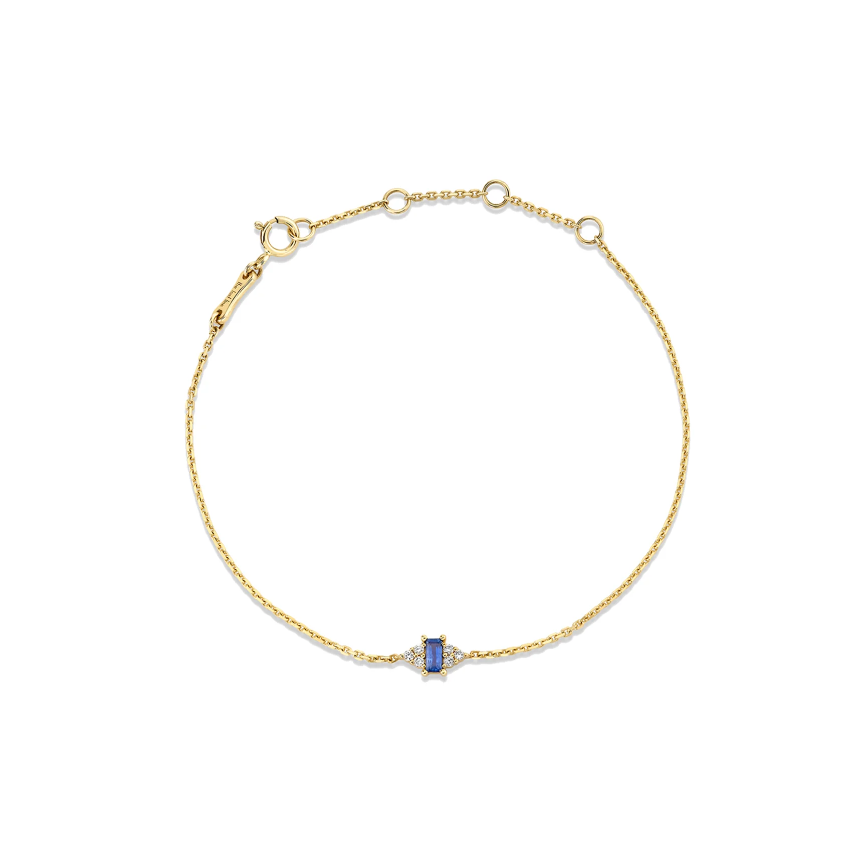 Bestie Baguette Bracelet - White Diamond and Blue Sapphire / 14k Yellow Gold