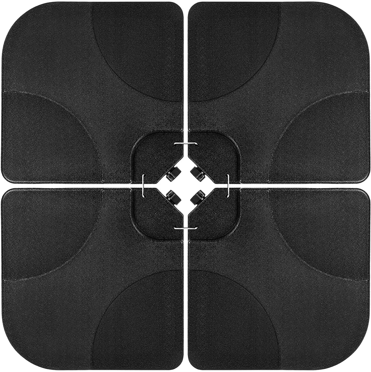 4-Piece Heavy-Duty Cantilever Offset Patio Umbrella Stand Square Base Plate Set w/Easy-Fill Spouts for Water or Sand