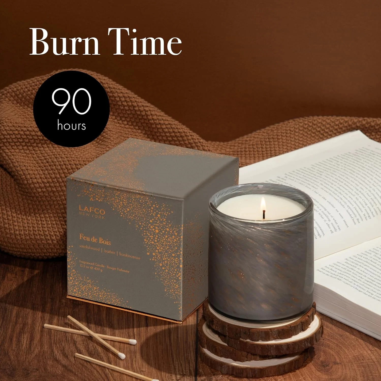 Holiday Candle, 15.5 oz - 90-Hour Burn Time - Reusable, Hand Blown Glass Vessel - Made in The USA