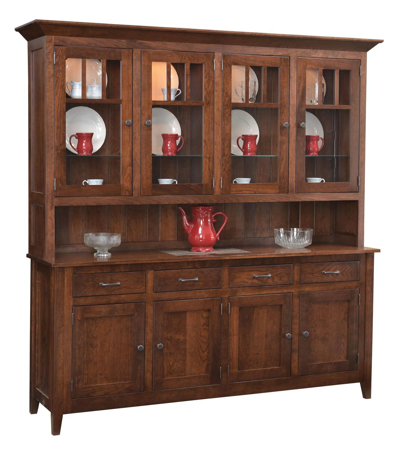 Amish Larkspur Rustic Four Door Hutch