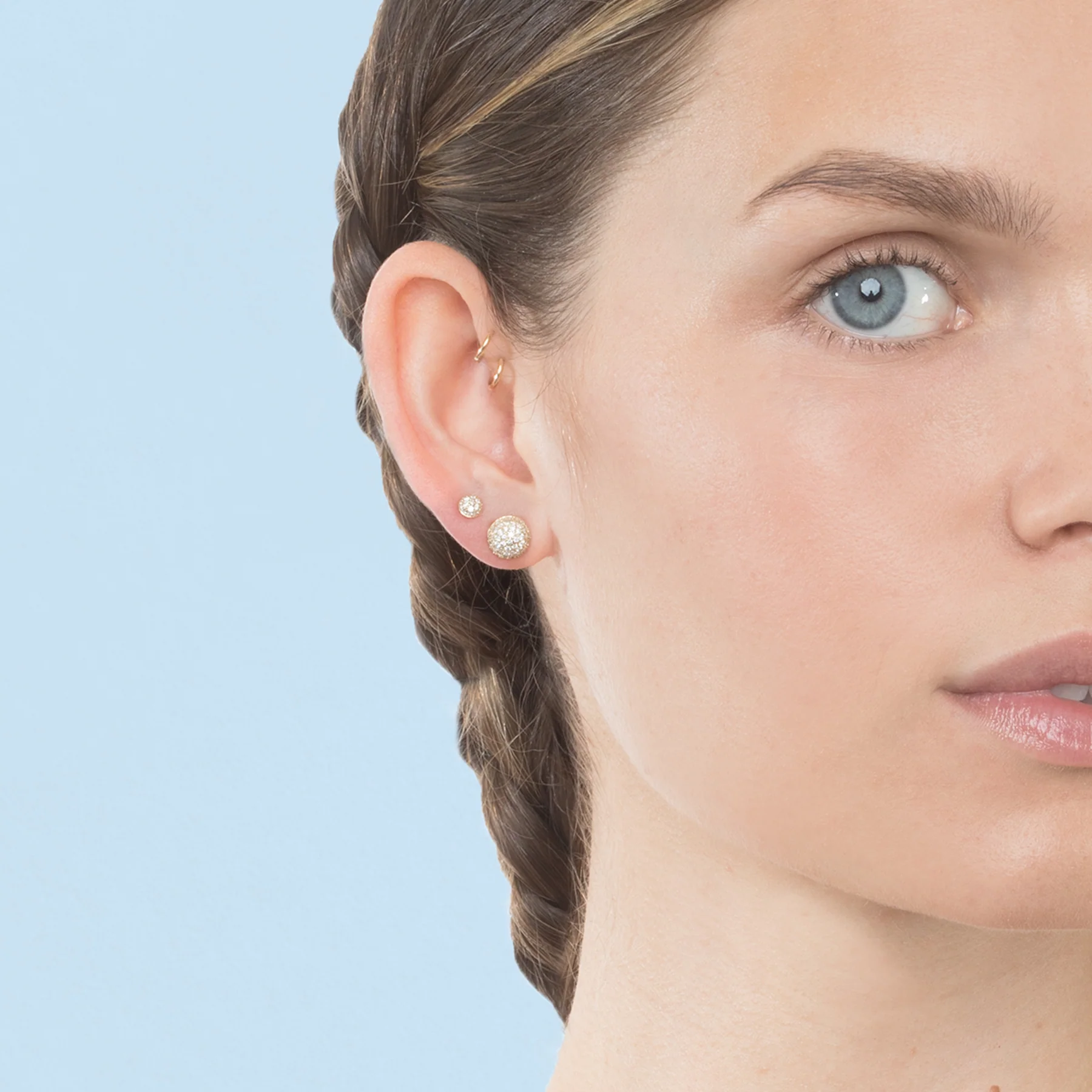 Pav��| Stud #2 - White Diamond / 14k Yellow Gold