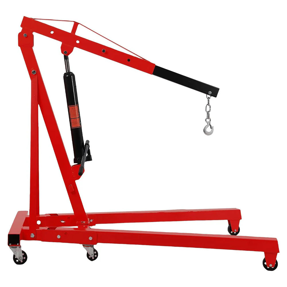 Garvee 2 Ton Engine Hoist Hydraulic Foldable Crane Mobile Cherry Picker for Garage Workshops Auto Repair, 4400 LB, Red