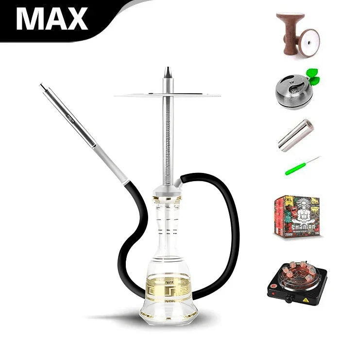 HJ SAOCCA Hookah with Bohemian Base Shisha Set - Silver