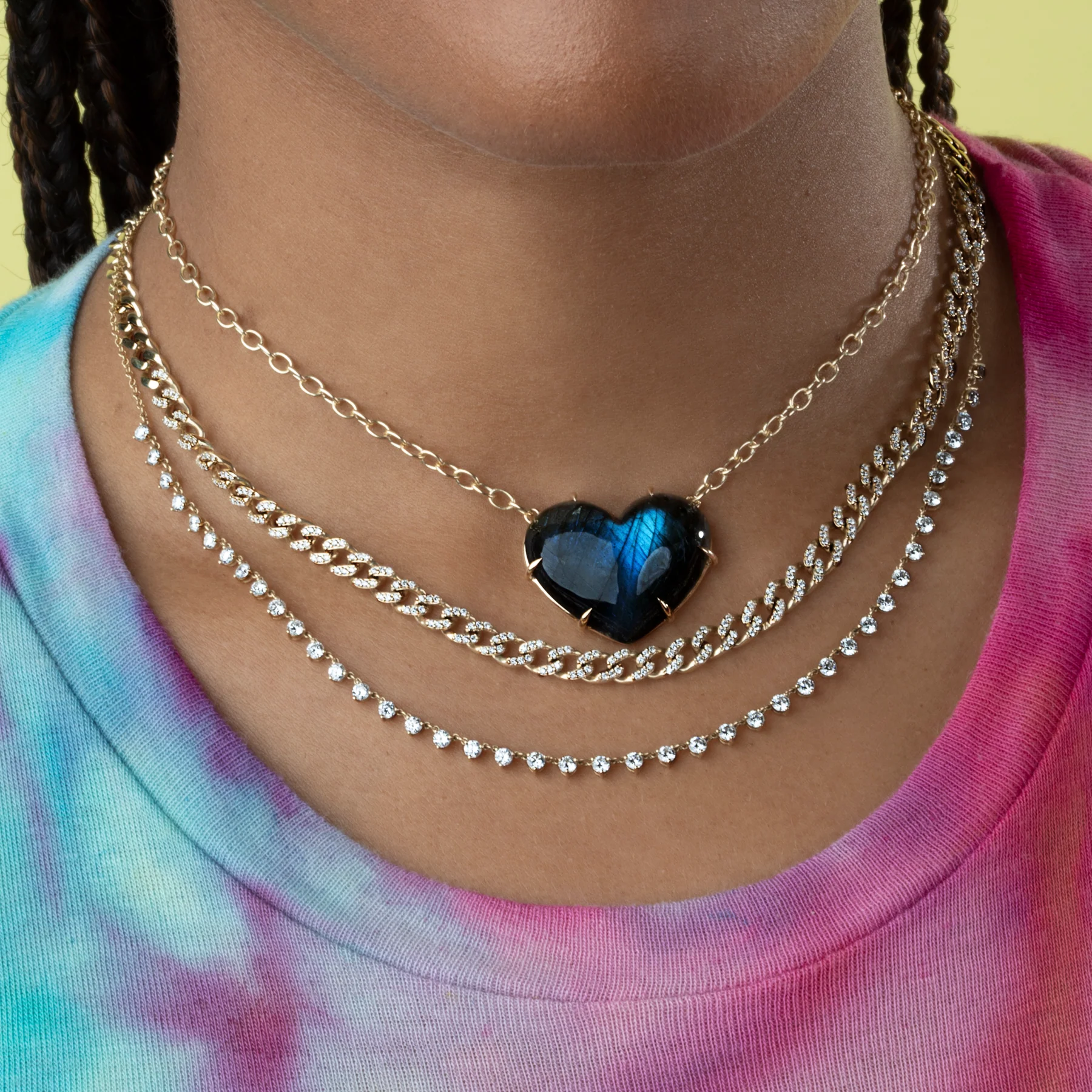 Ultimate Juicy Heart Necklace - Labradorite / 14k Yellow Gold