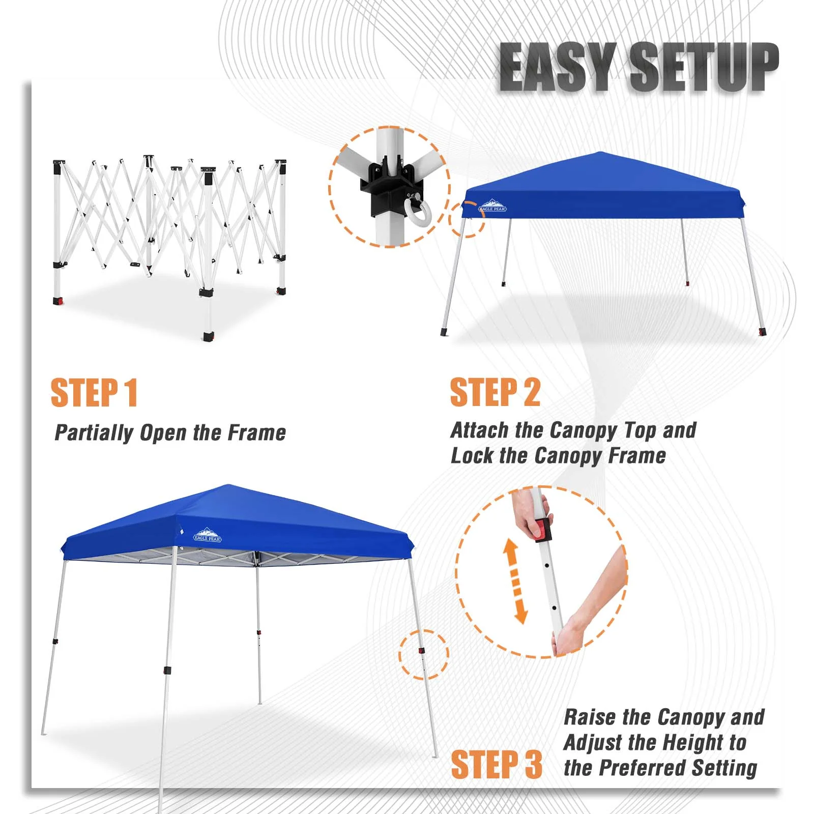 10x10 Slant Leg Up Canopy, 8x8 Top 10x10 Base