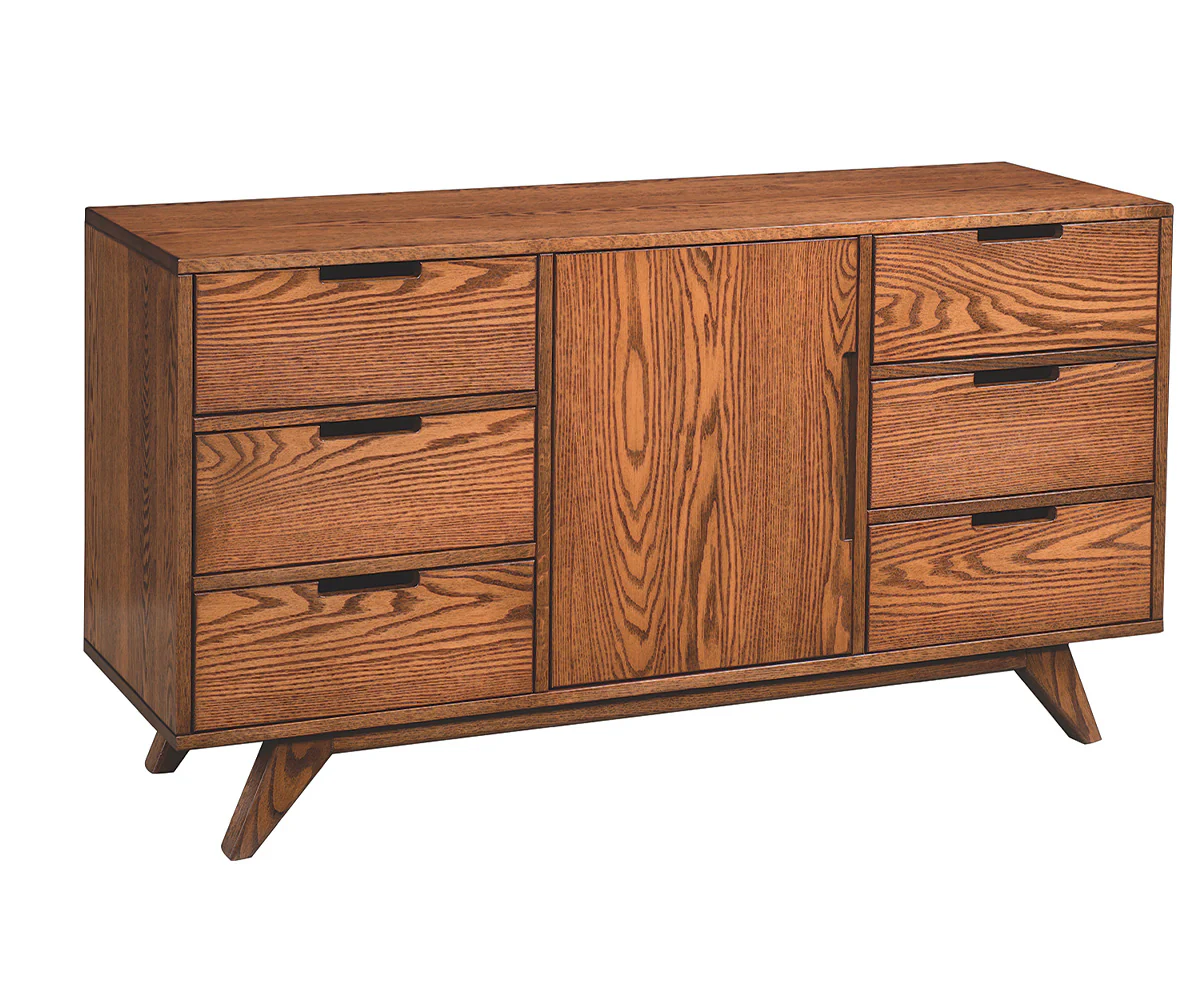 Amish Mid Century Six Drawer Credenza