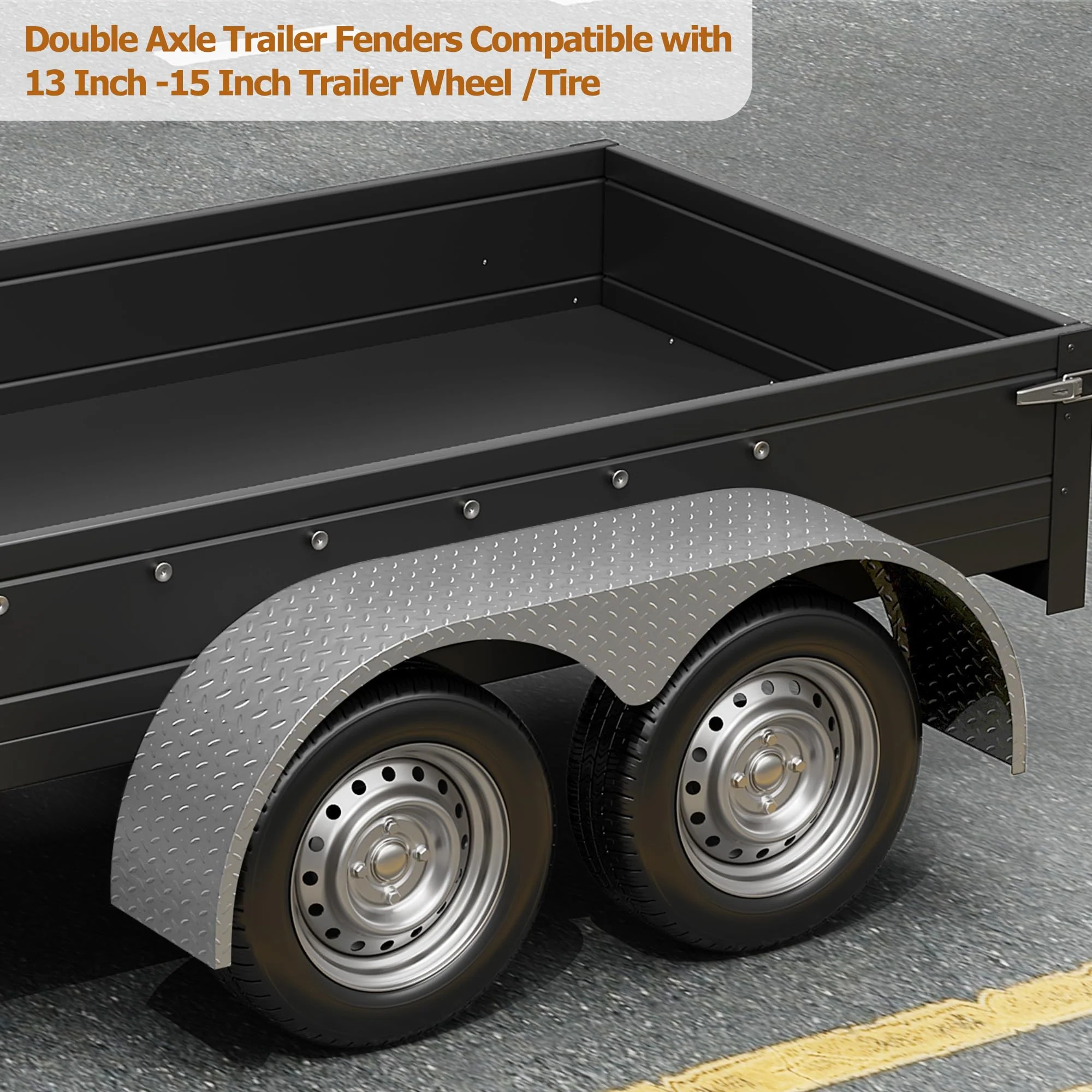 Garvee 2 Pack Tandem Trailer Fenders, Double Axle, Fit 13-15 Inch Wheels, 66