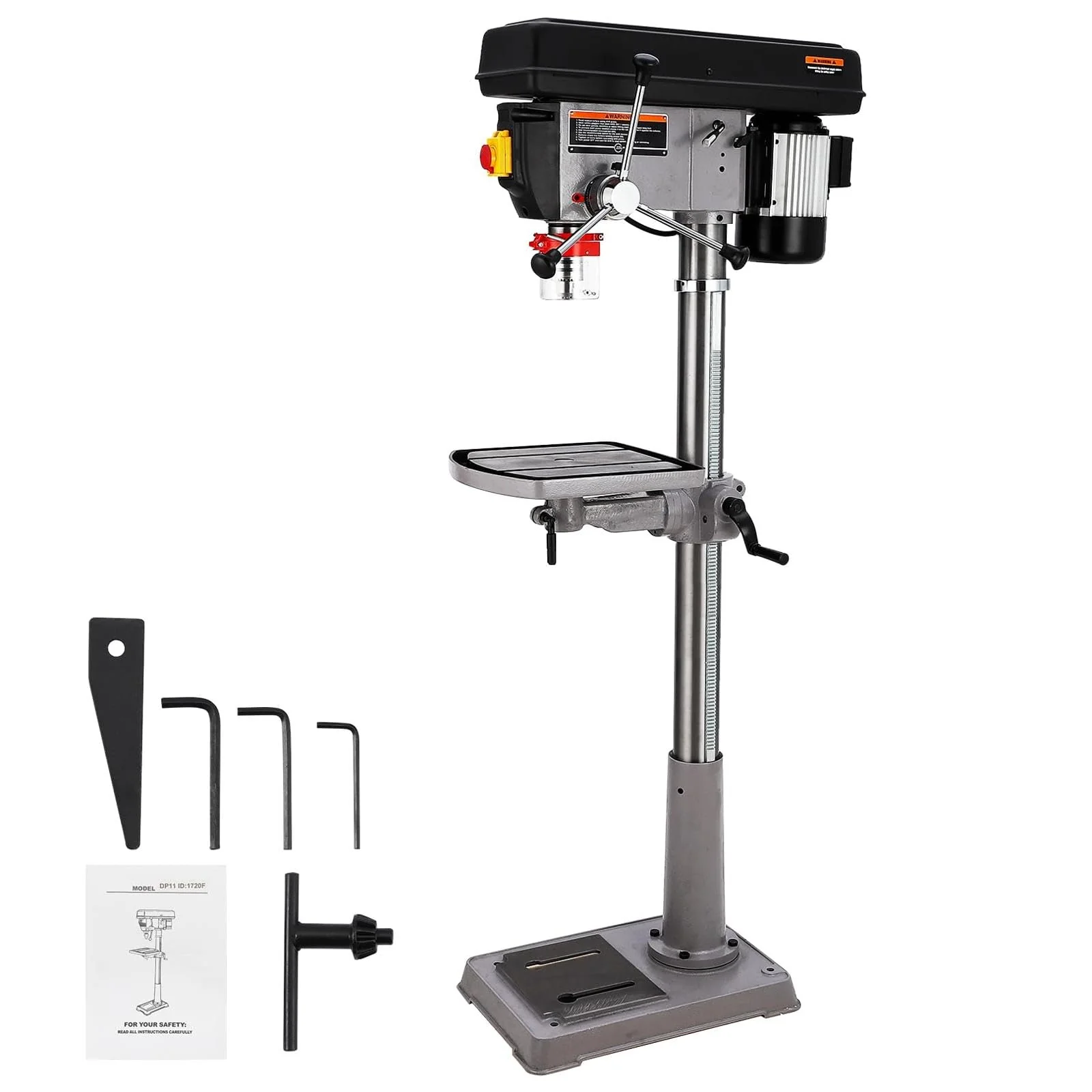 Garvee 17 Inch 12A Floor Drill Press, 200-3630 RPM, 0-45 Gegree Table
