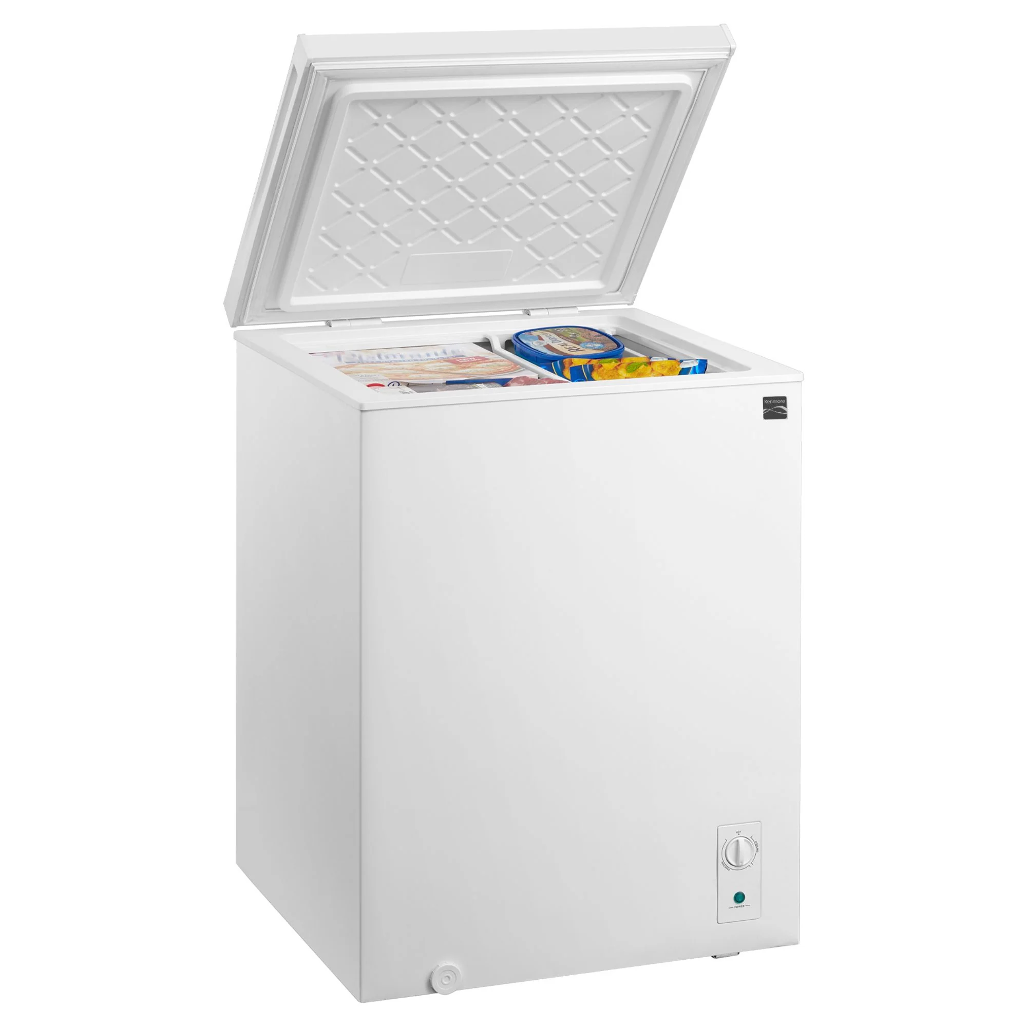 Kenmore 5 Cu. Ft. (143L) Convertible Chest Freezer/Refrigerator | Garage-Ready Manual Defrost | Balanced Hinge Stay-Open Lid | External Control Dial | White | For Basement Garage Shed Cottage