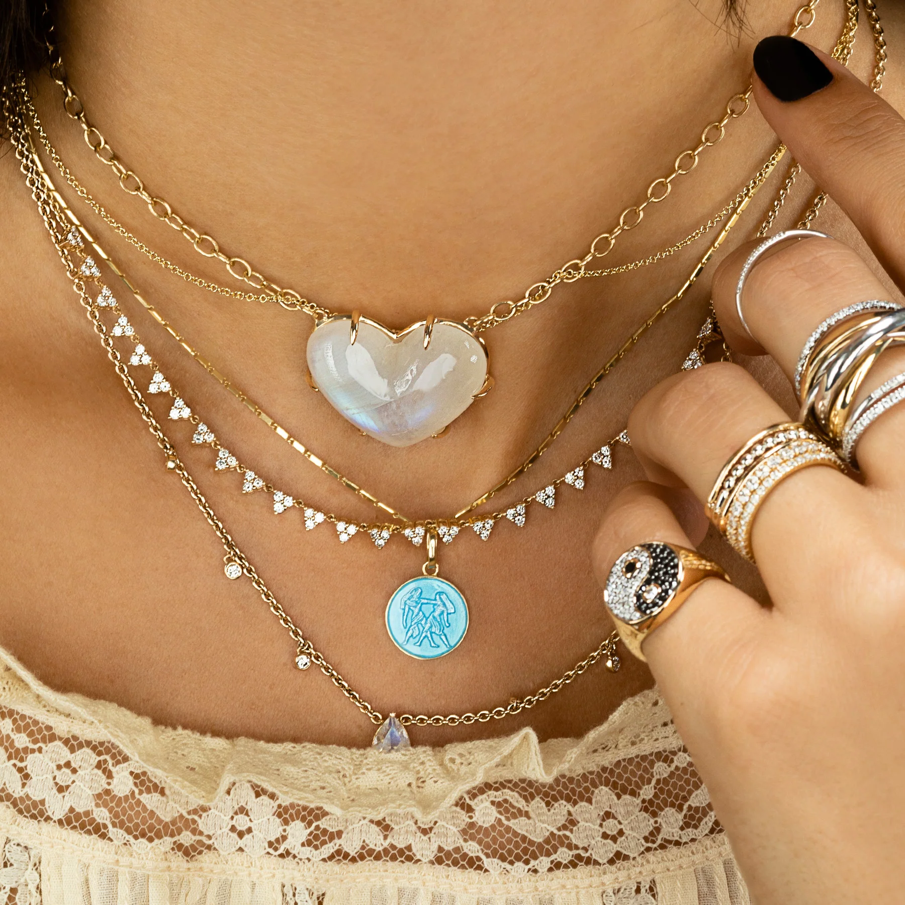 Ultimate Juicy Heart Necklace - Moonstone / 14k Yellow Gold