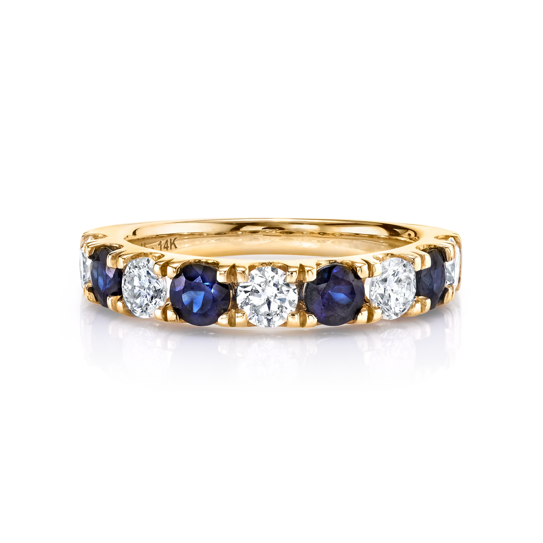 Classic Band - White Diamond and Blue Sapphire / 14k Yellow Gold