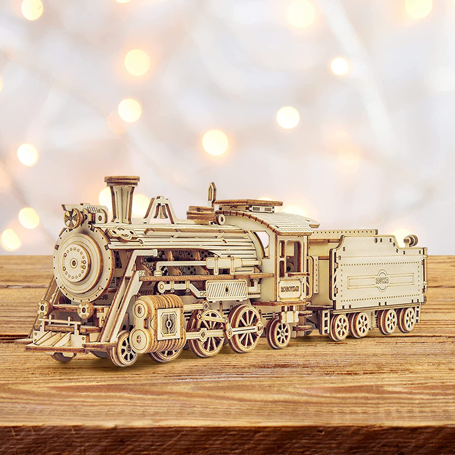 3D Wooden Puzzle Gift for Teens and Adults Locomotive Mechanical Building Model Kit