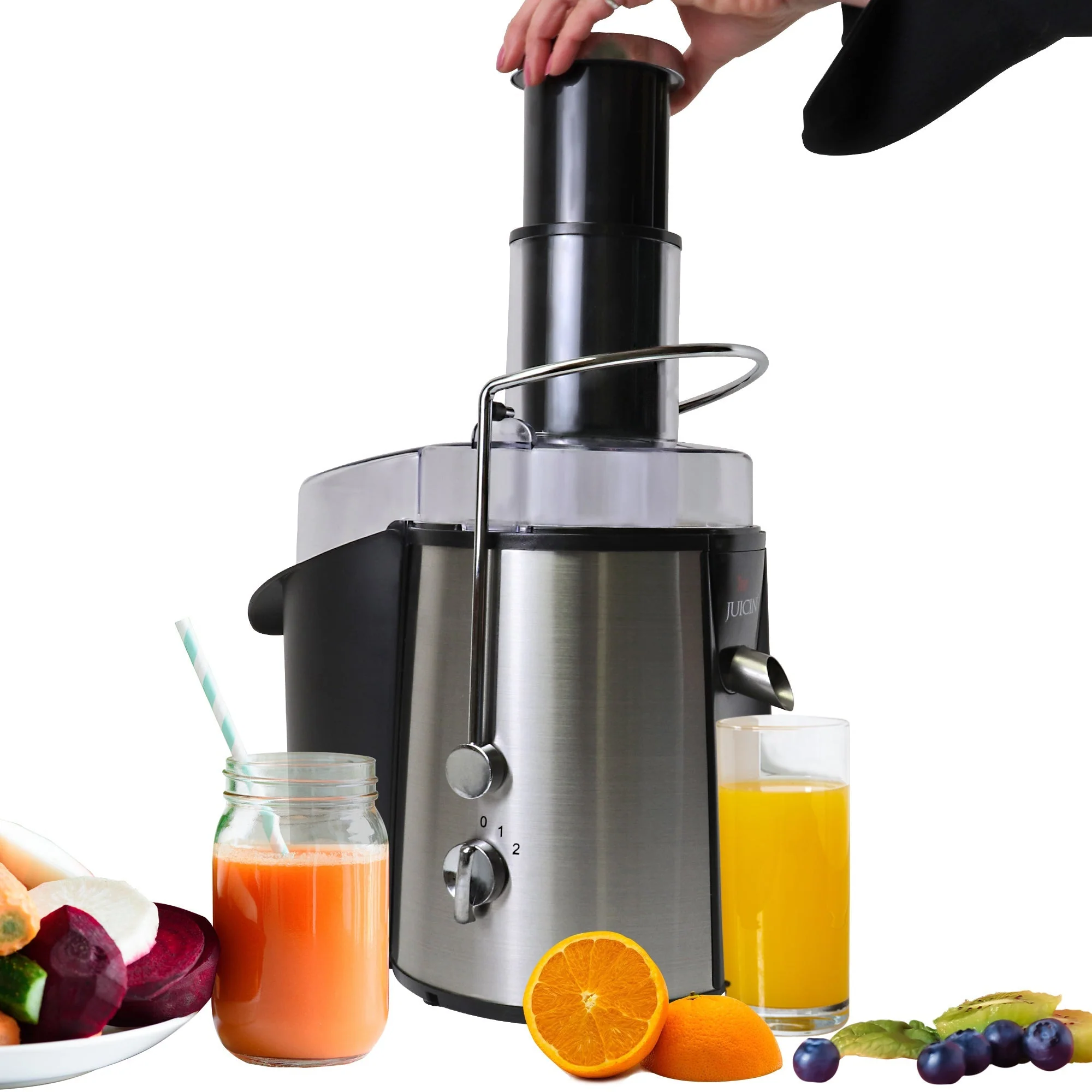 Total Chef Juicin' Juicer Wide Mouth Centrifugal Juice Extractor, 3