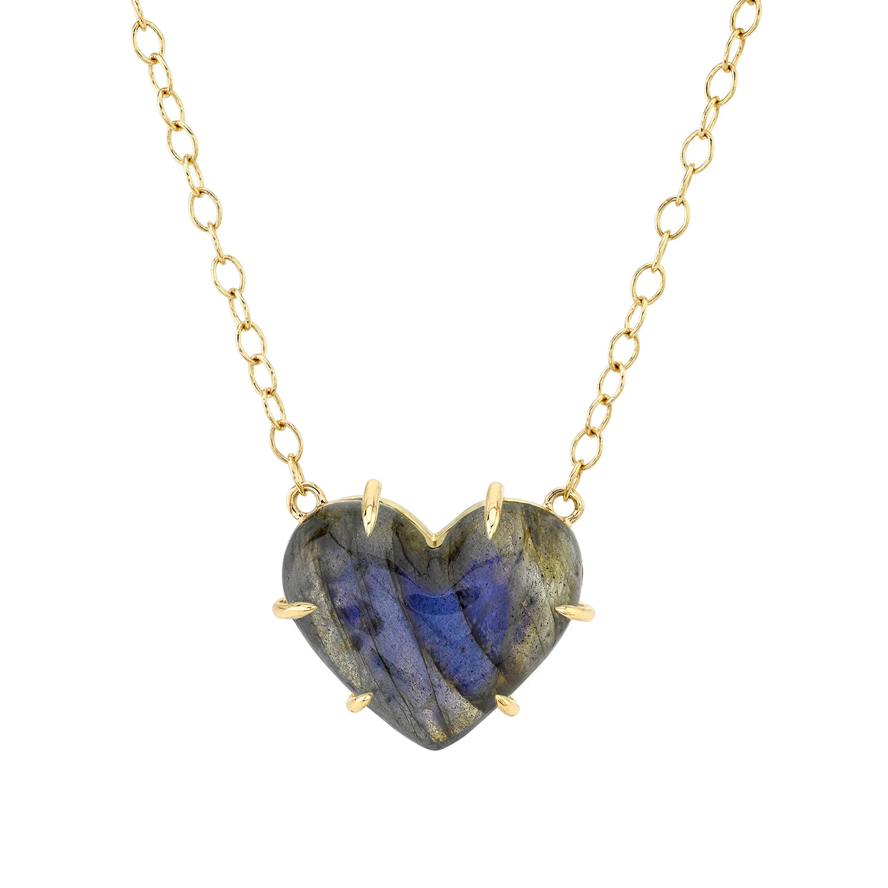 Juicy Heart Necklace - Labradorite / 14k Yellow Gold