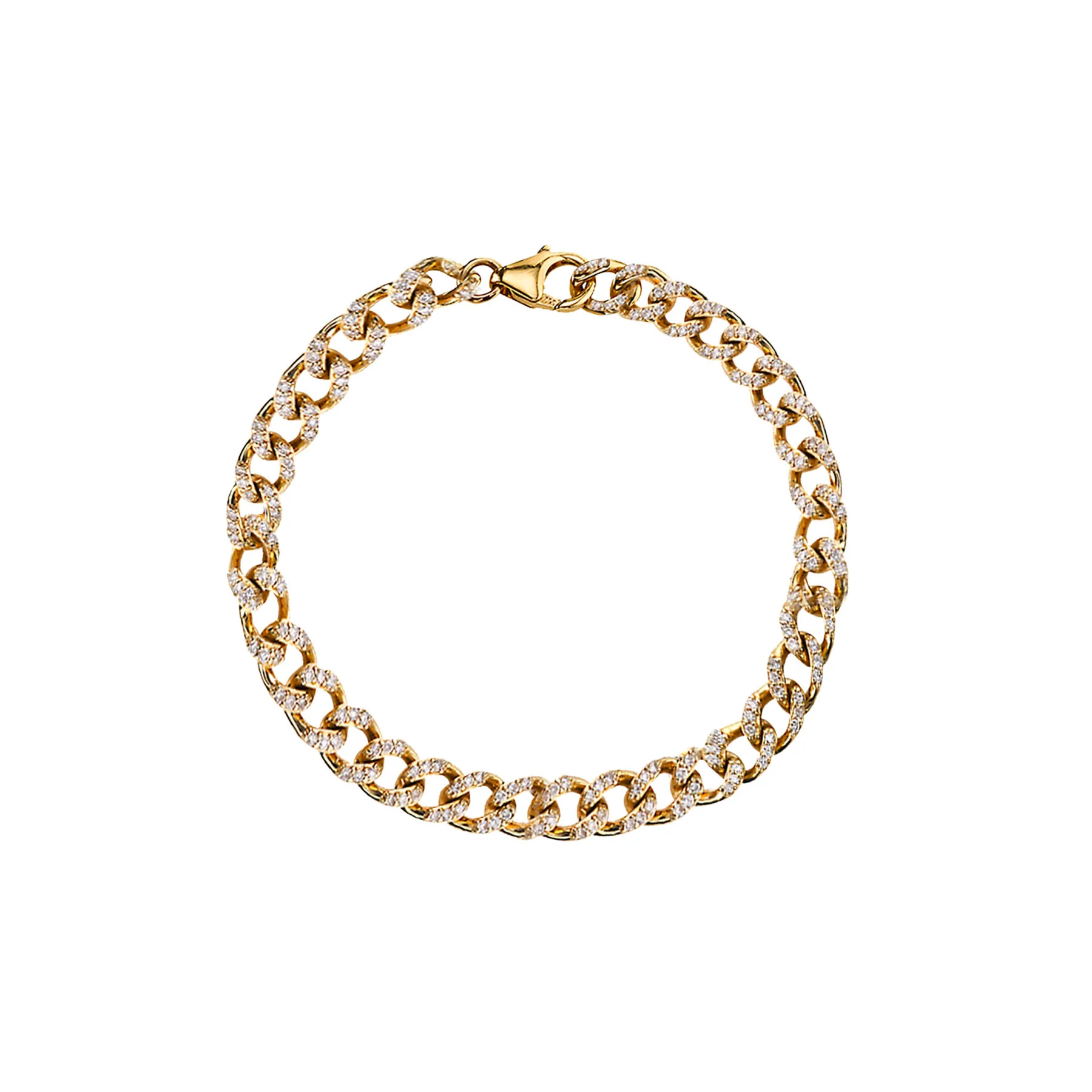 Perfect Curb Link Bracelet - White Diamond / 14k Yellow Gold