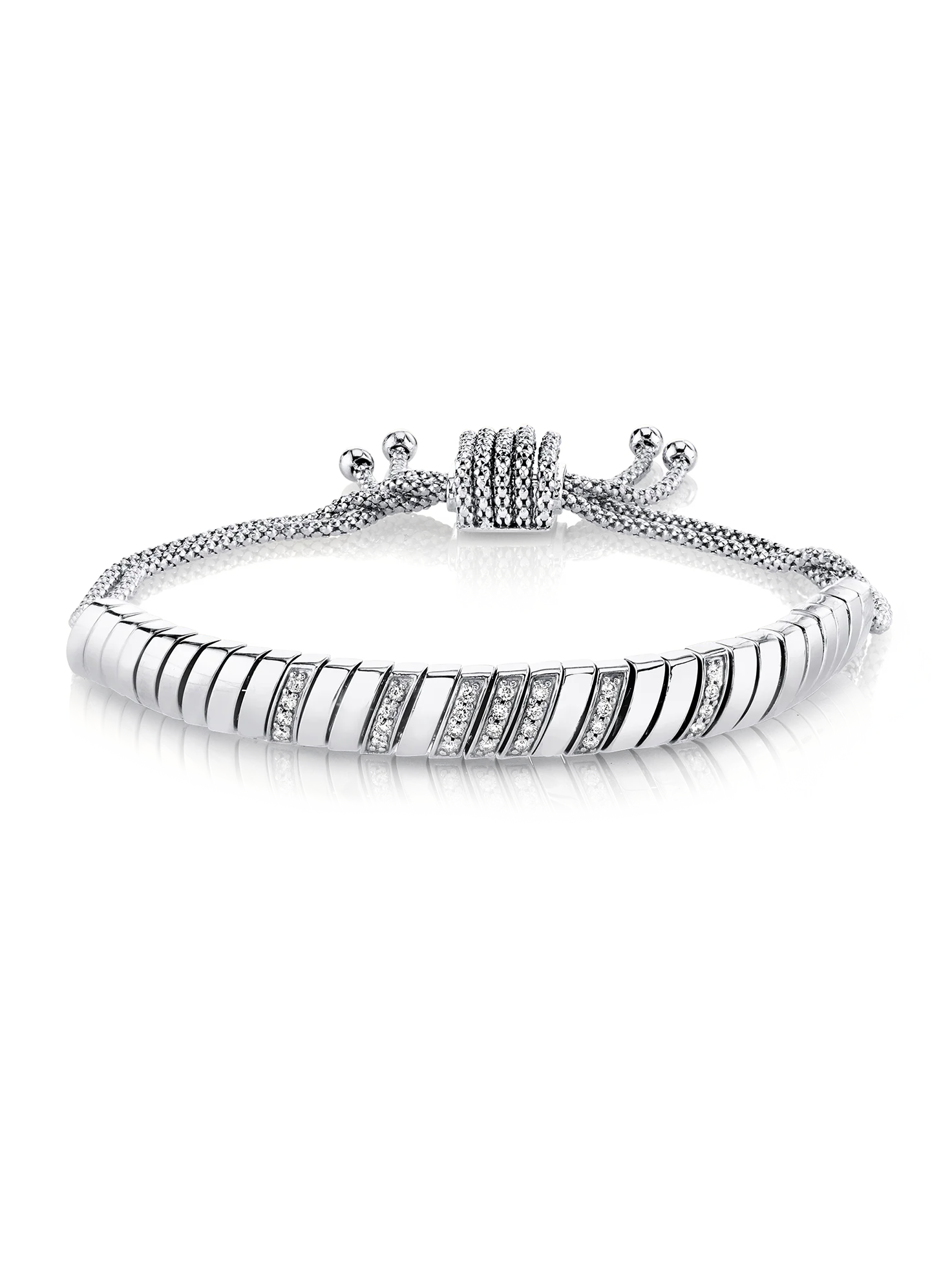 Snake Link Bracelet - White Diamond / 14k White Gold