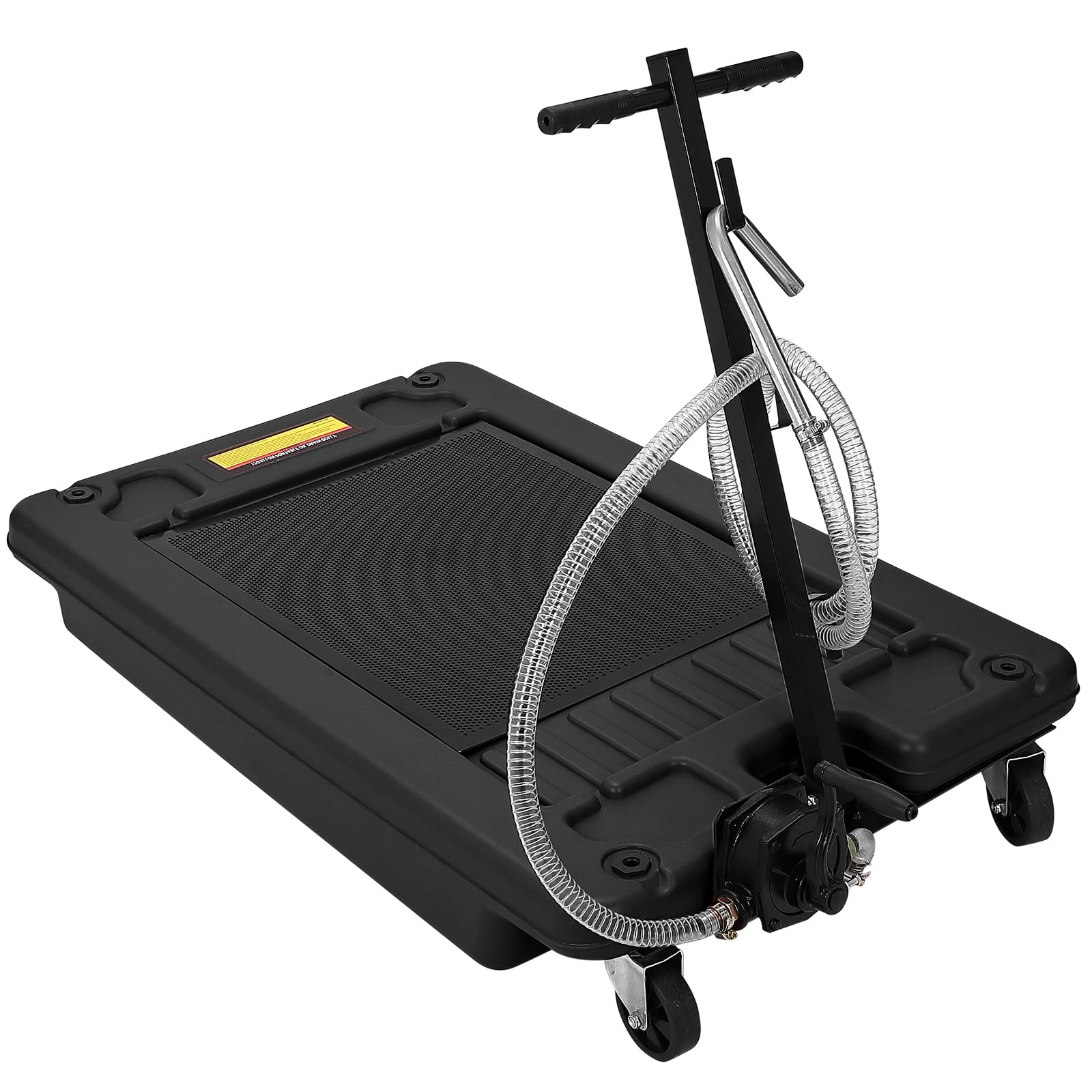 Garvee 17 Gallon Oil Drain Pan with Pump & 8 Ft Hose, Low Profile, T Folding Handle, Polypropylene, Wheels, for Trucks Cars SUVs