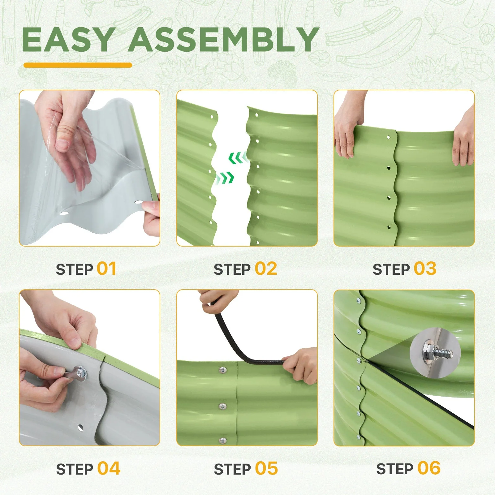 2-Tier Raised Garden Bed Planters, Coated Metal Raised Bed