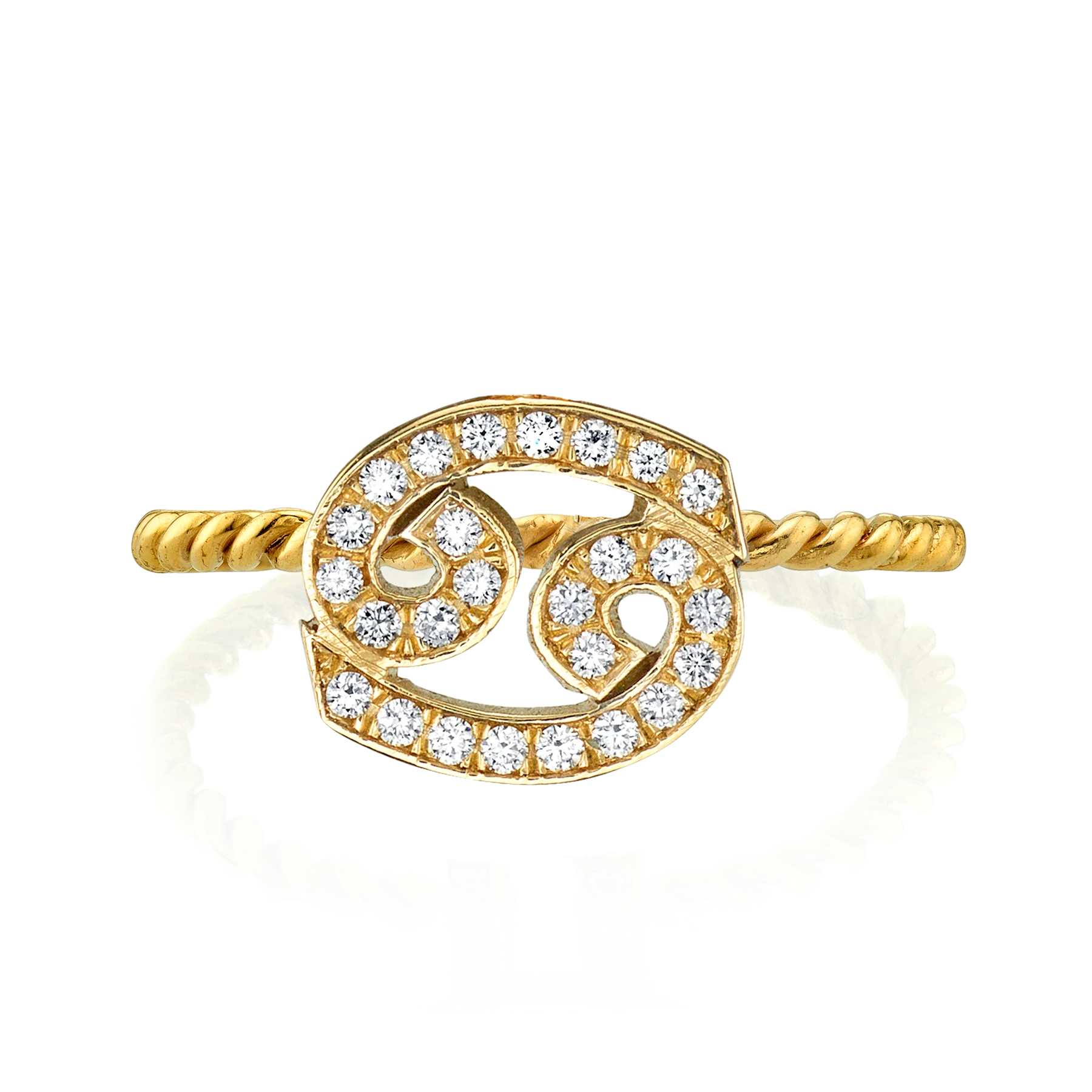 Zodiac Station Ring - White Diamond / 14k Yellow Gold